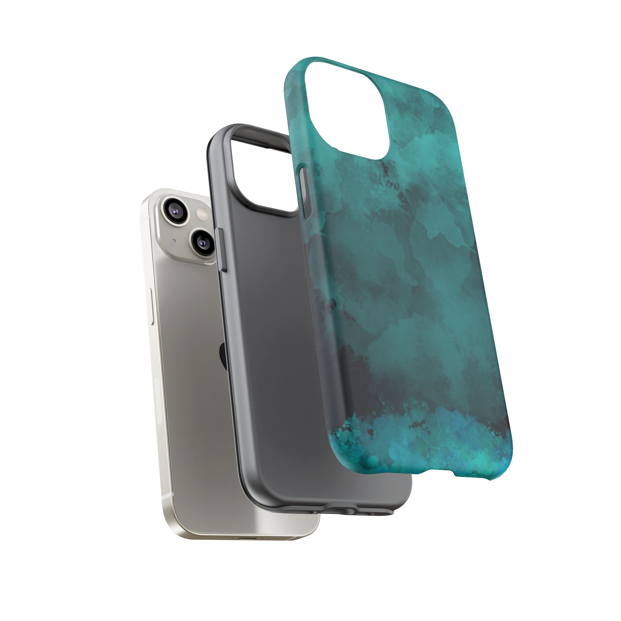 Turquoise Cloud Tough Phone Case — Protective Teal Marble Design