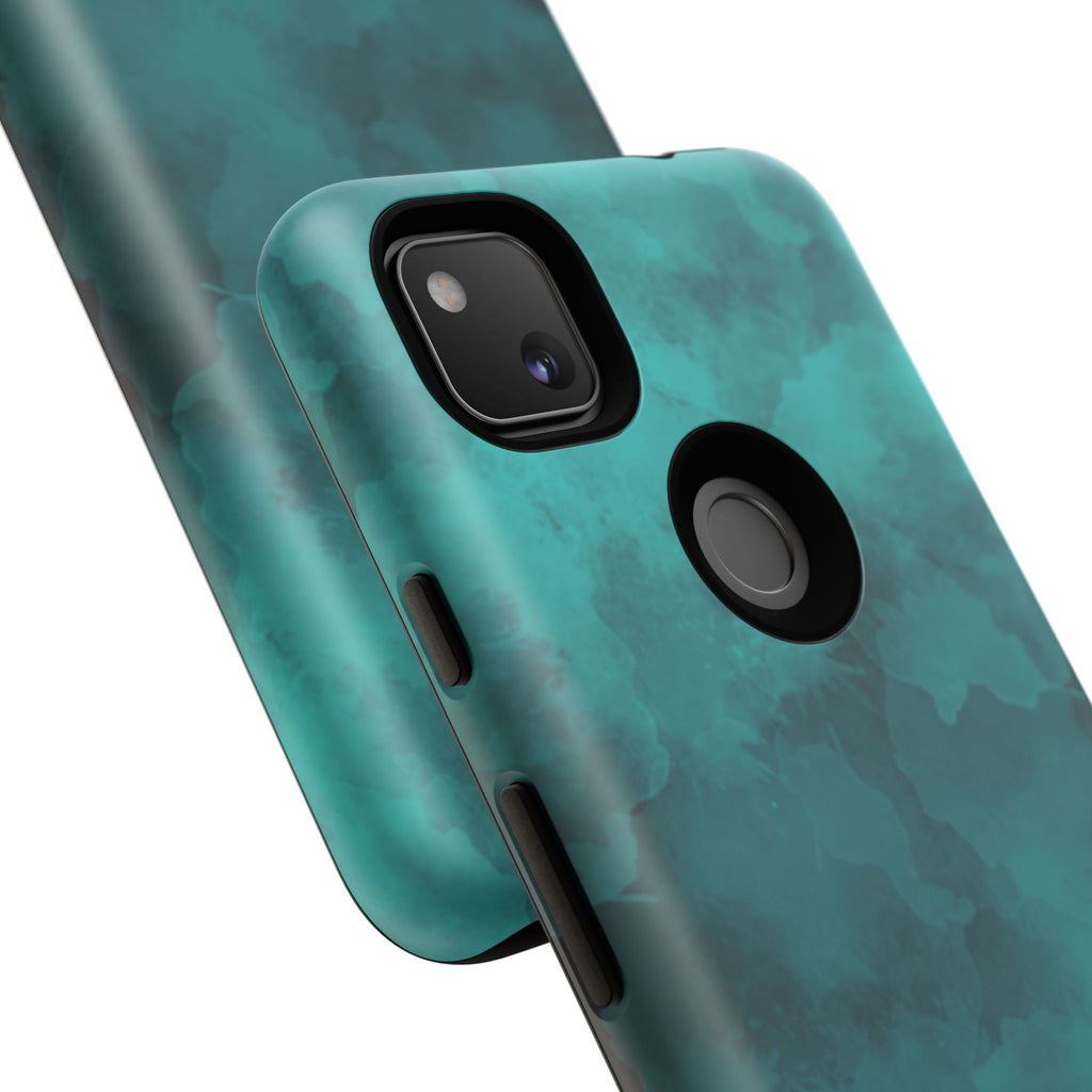 Turquoise Cloud Tough Phone Case — Protective Teal Marble Design