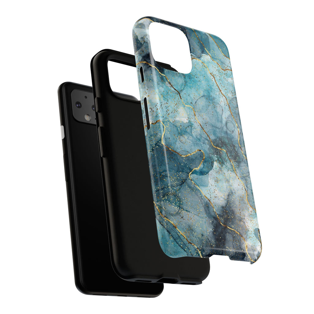 Blue Gold Marble Tough Phone Case