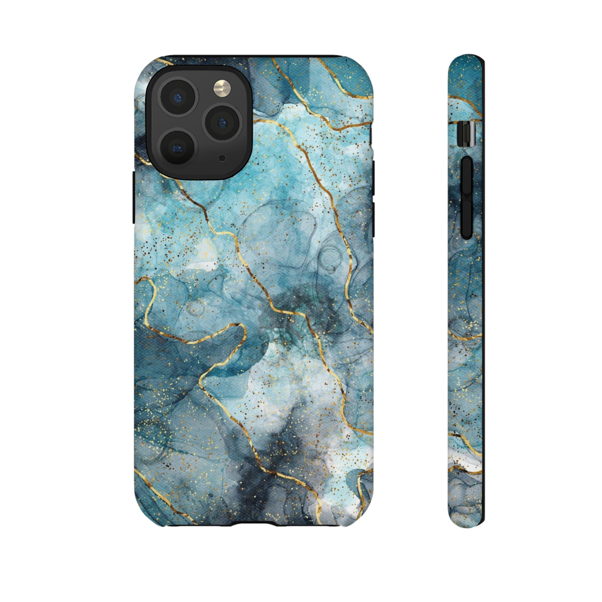 Blue Gold Marble Tough Phone Case