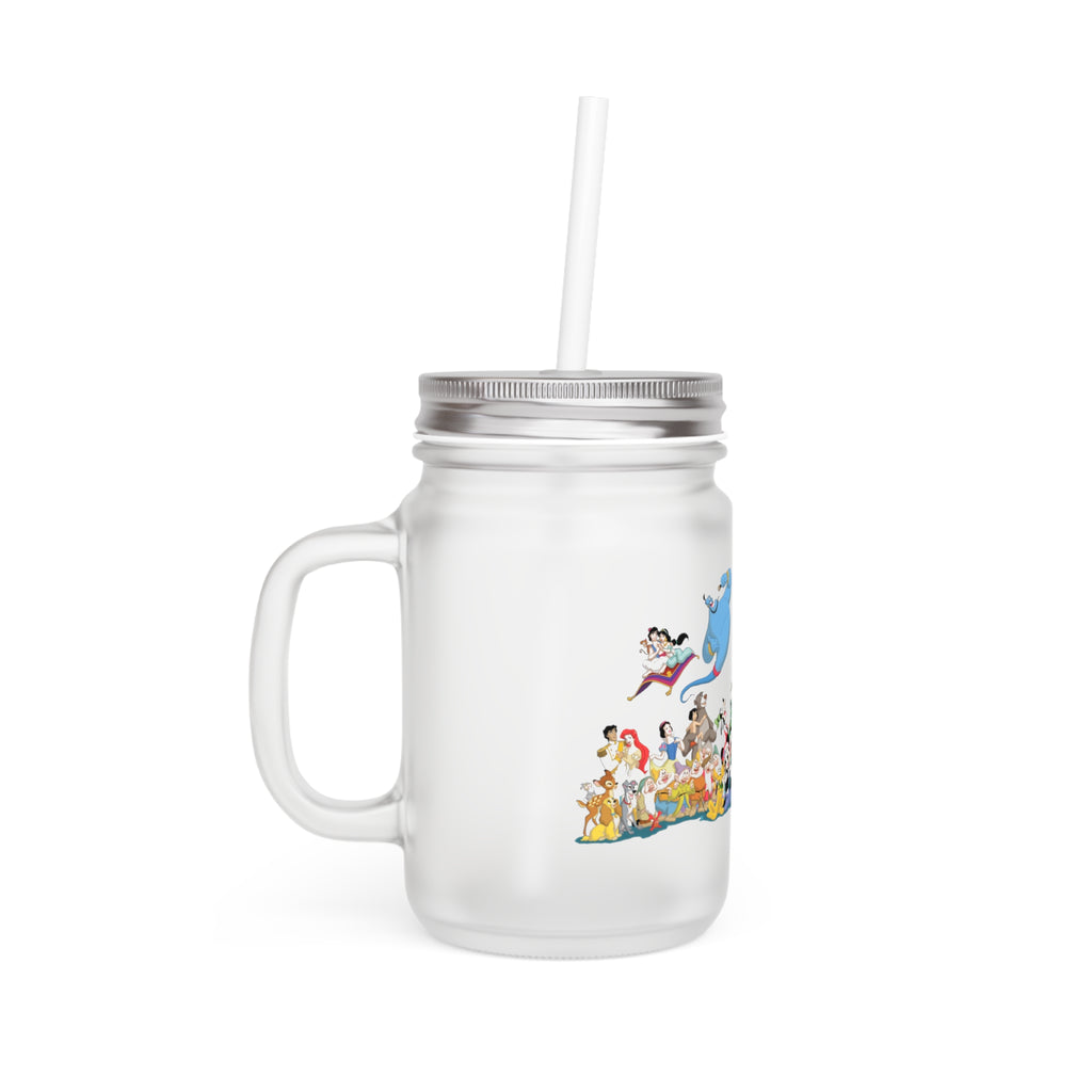 Holiday Cartoon Characters Mason Jar Tumbler with Straw