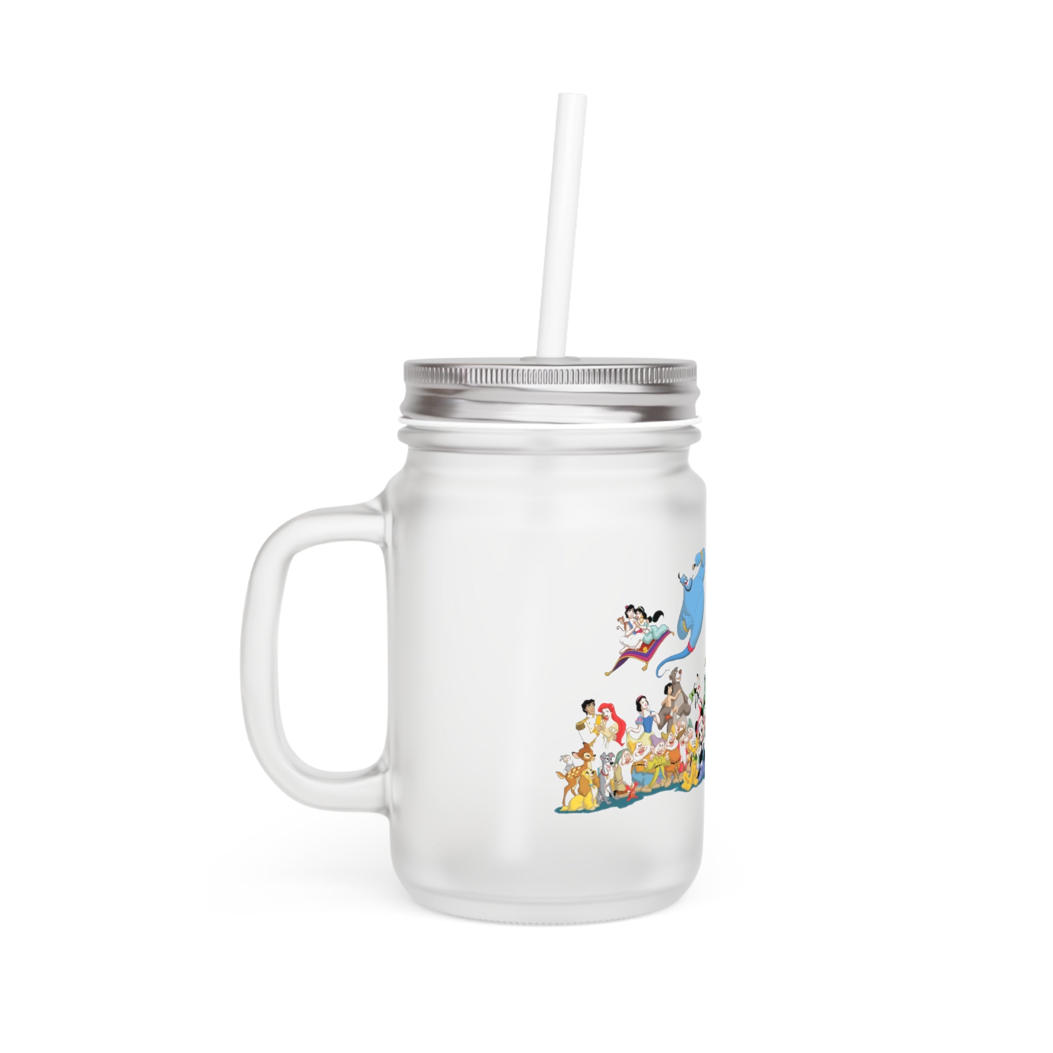 Holiday Cartoon Characters Mason Jar Tumbler with Straw
