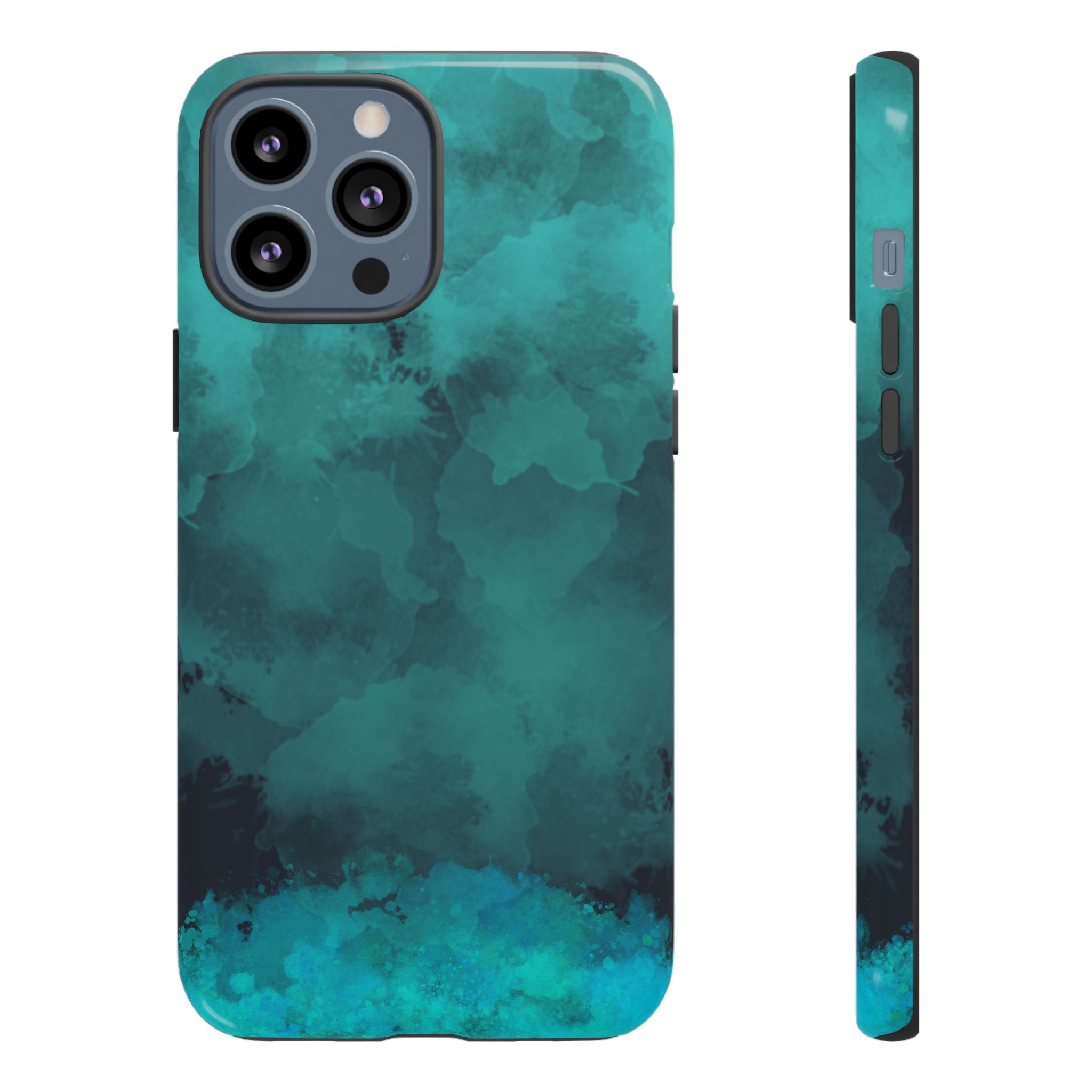Turquoise Cloud Tough Phone Case — Protective Teal Marble Design