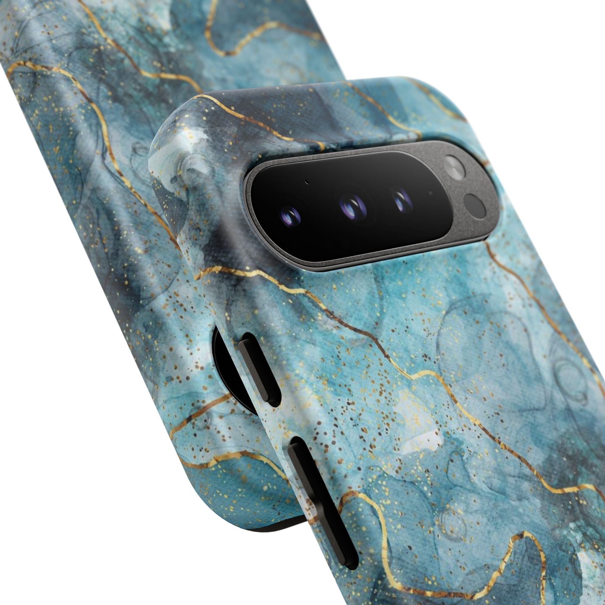 Blue Gold Marble Tough Phone Case