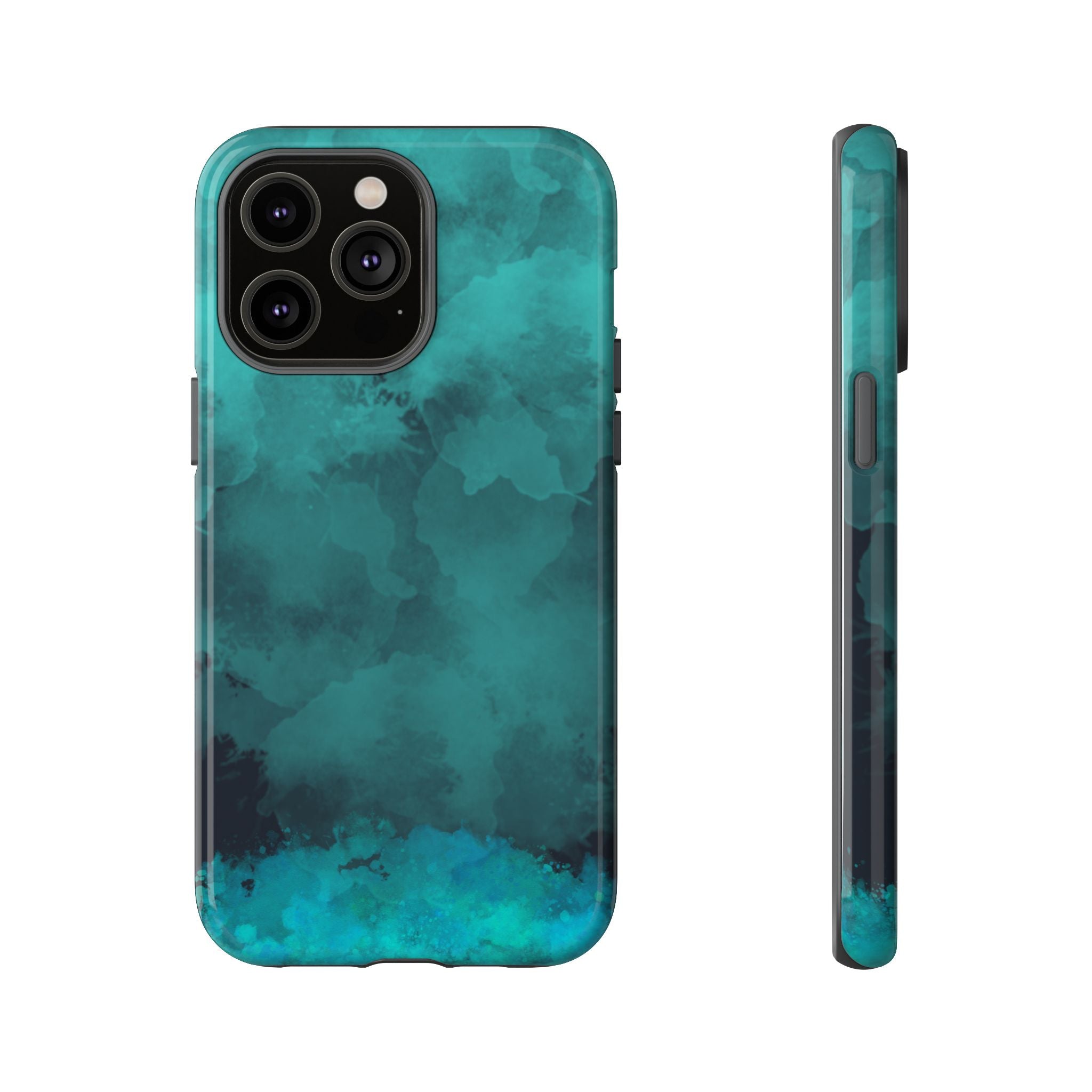 Turquoise Cloud Tough Phone Case — Protective Teal Marble Design