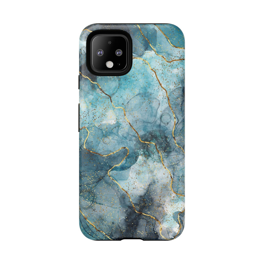 Blue Gold Marble Tough Phone Case