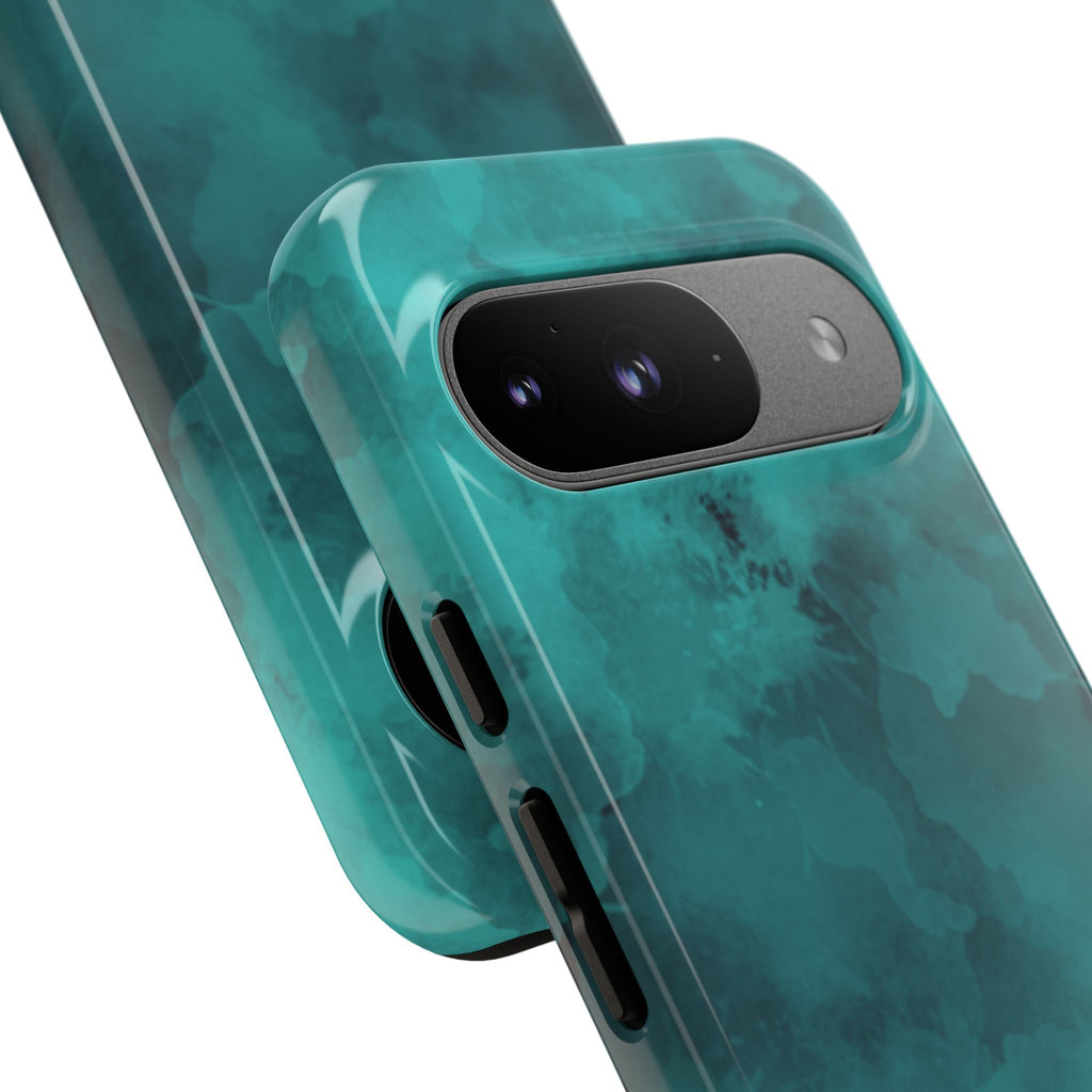 Turquoise Cloud Tough Phone Case — Protective Teal Marble Design