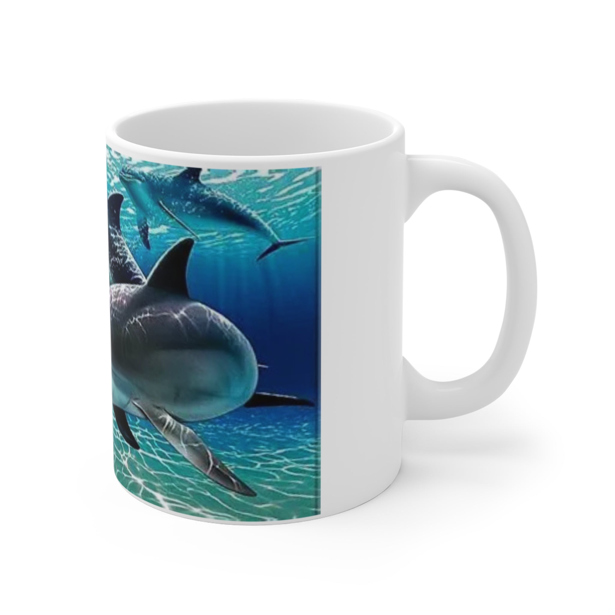 Dolphin Pod Ocean Mug — 11oz Ceramic Coffee Cup