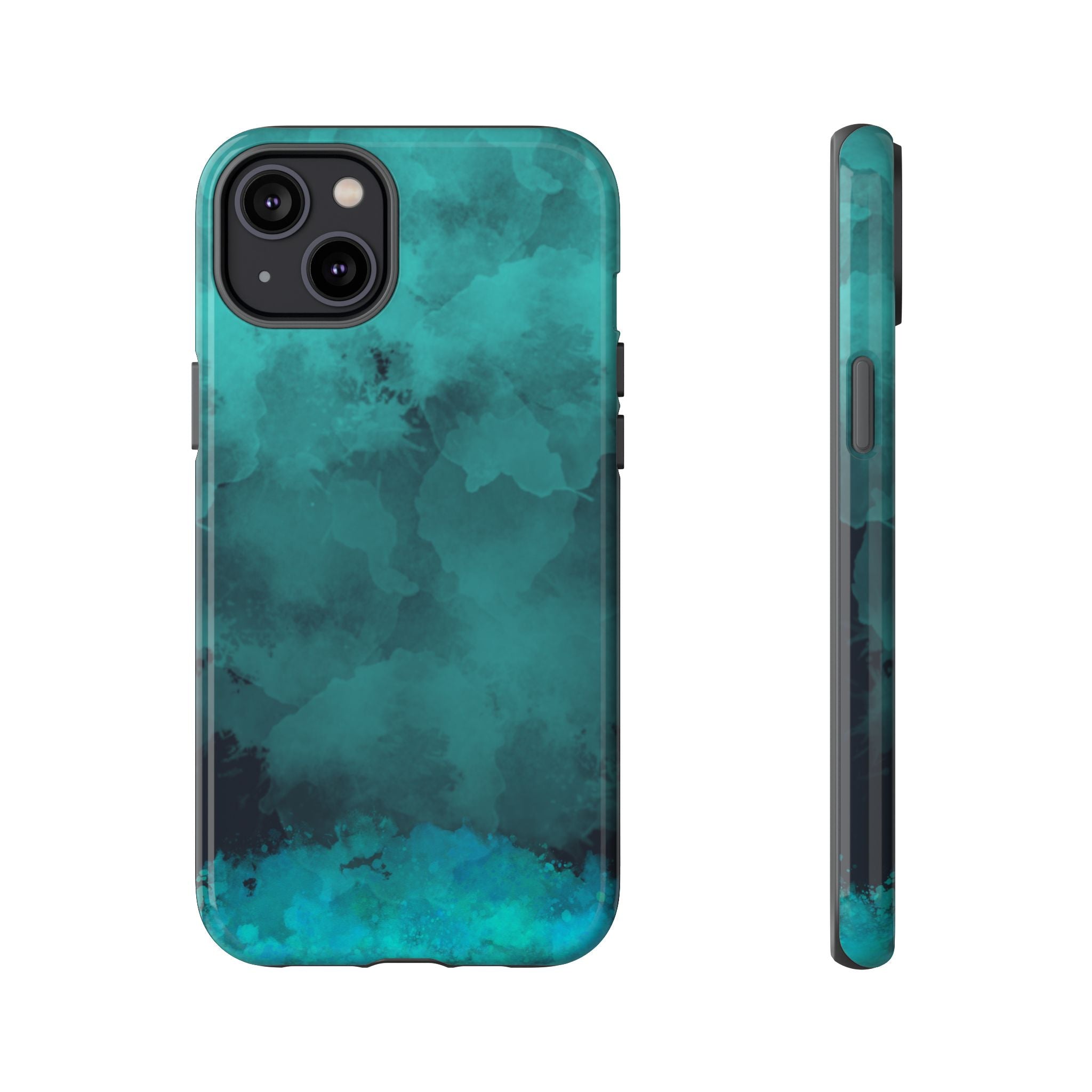 Turquoise Cloud Tough Phone Case — Protective Teal Marble Design
