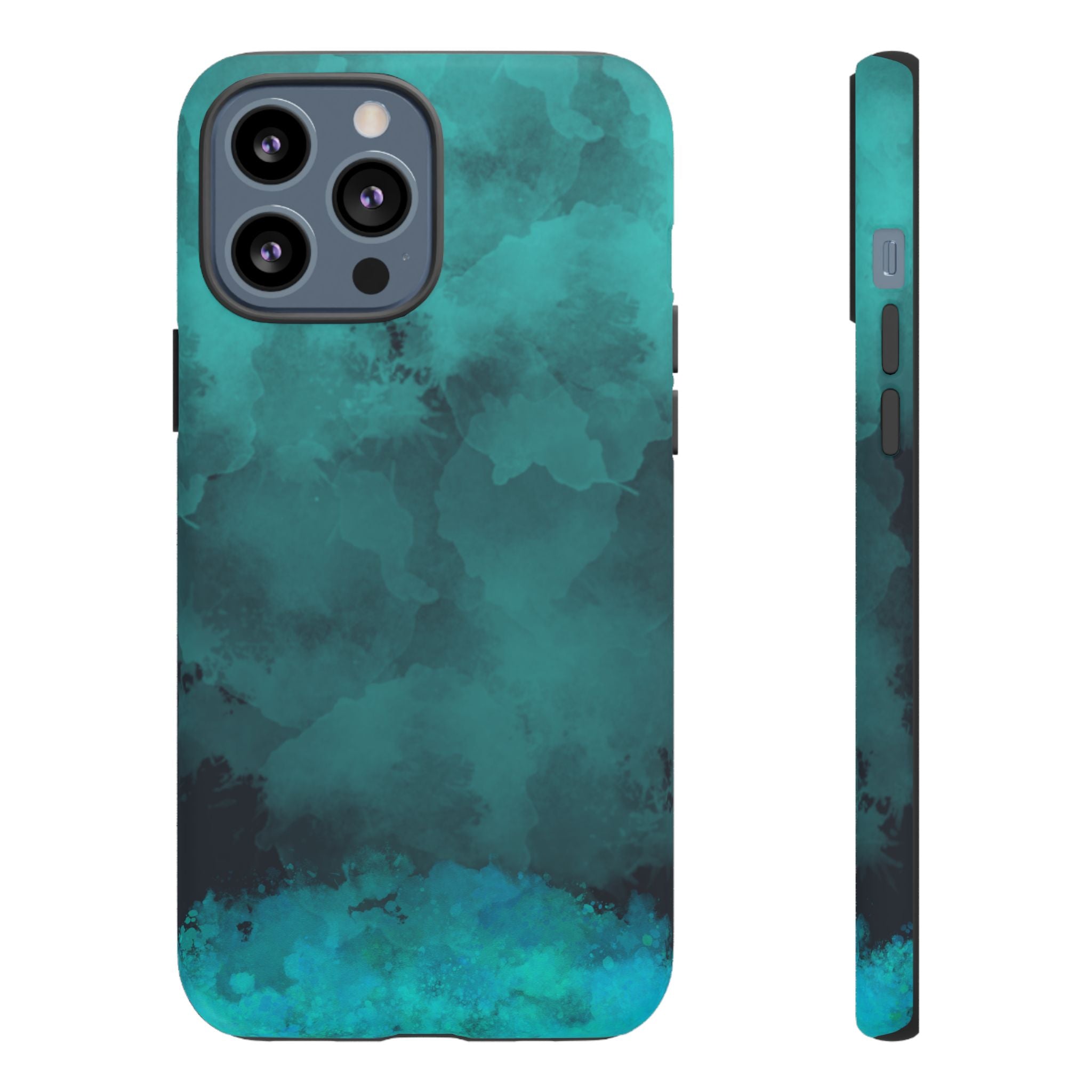Turquoise Cloud Tough Phone Case — Protective Teal Marble Design