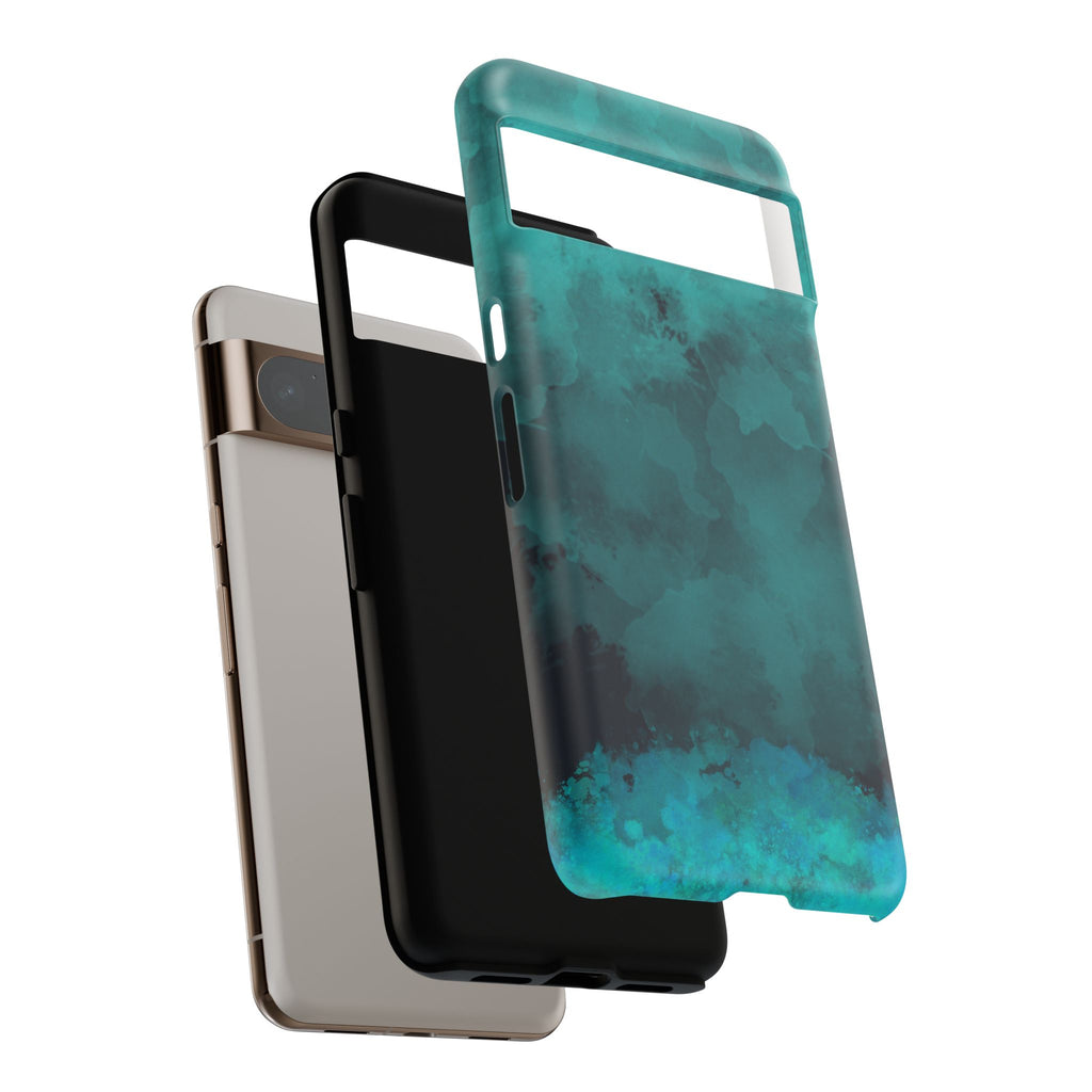 Turquoise Cloud Tough Phone Case — Protective Teal Marble Design