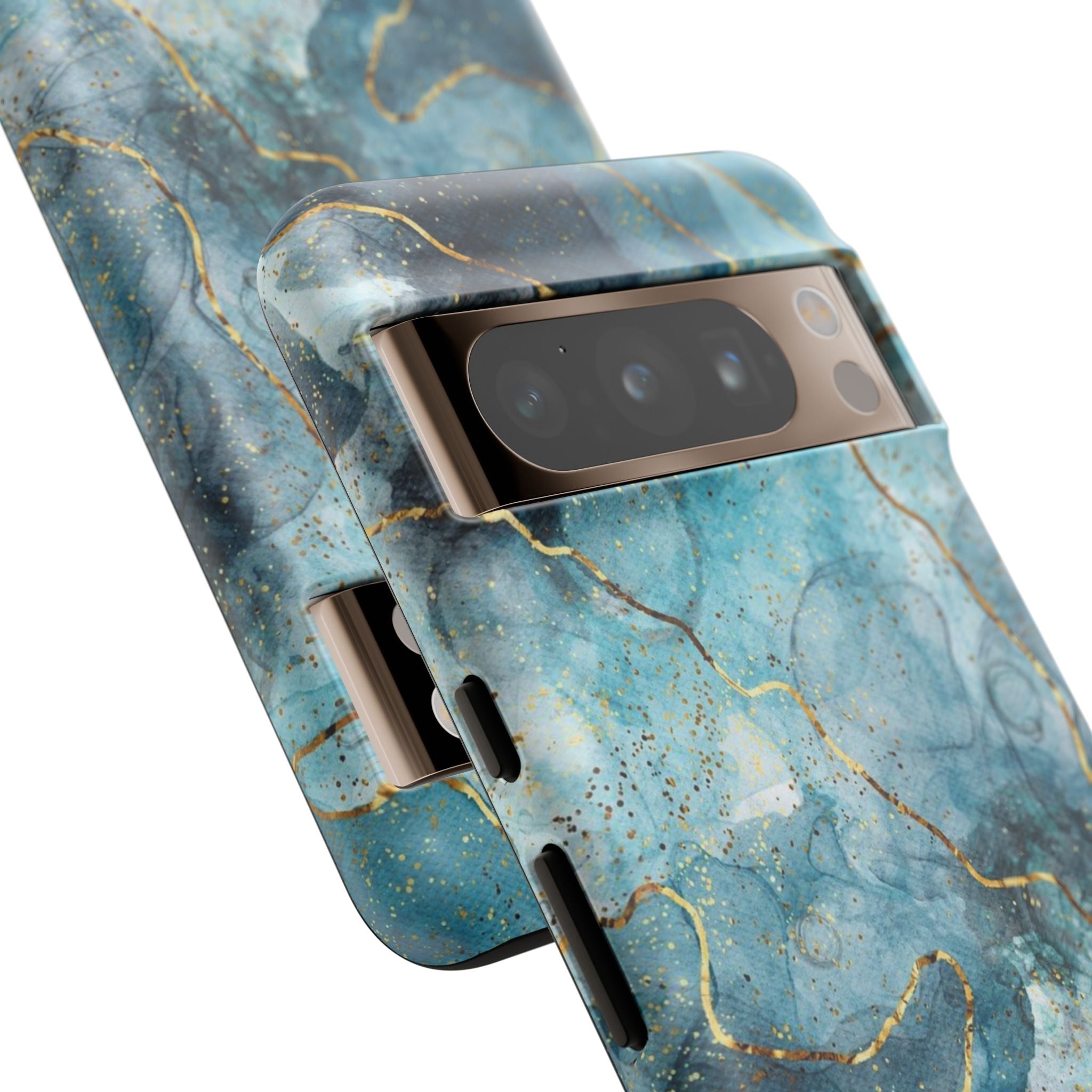Blue Gold Marble Tough Phone Case