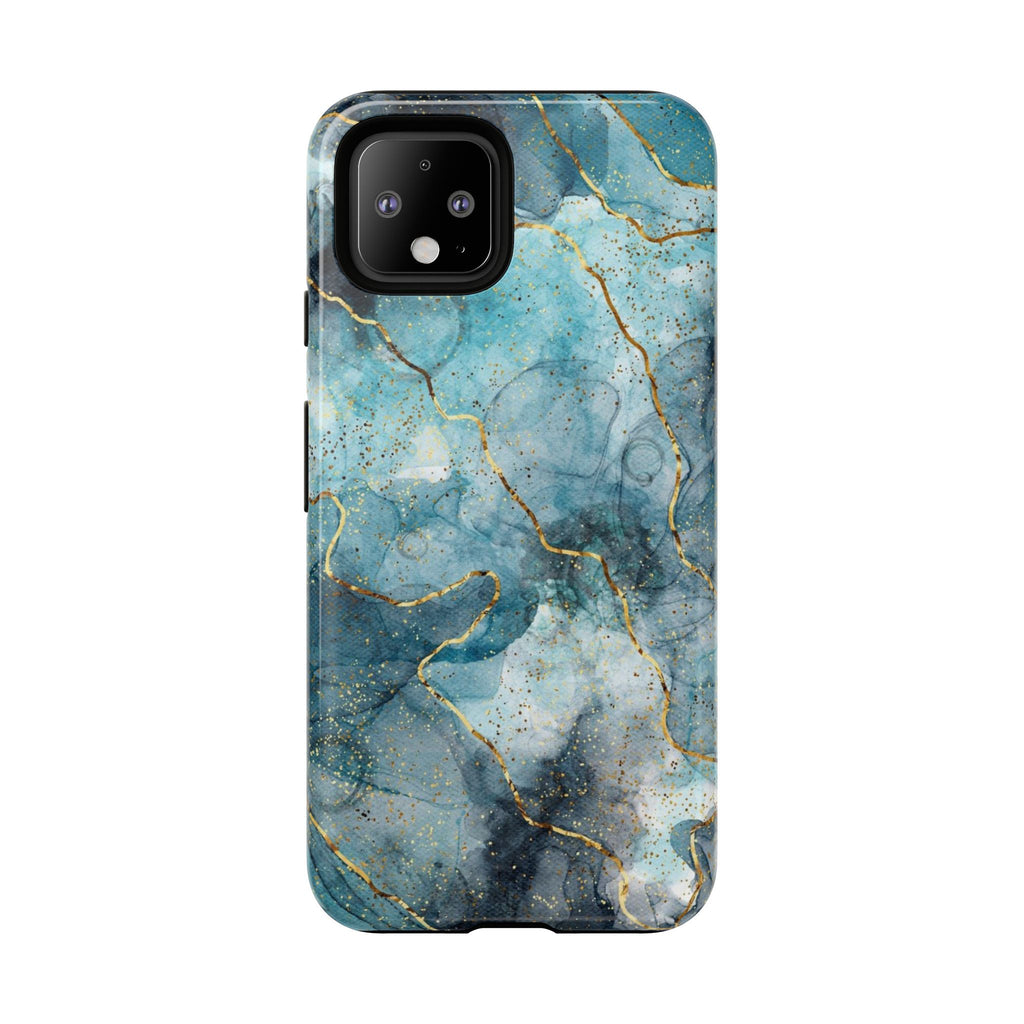 Blue Gold Marble Tough Phone Case