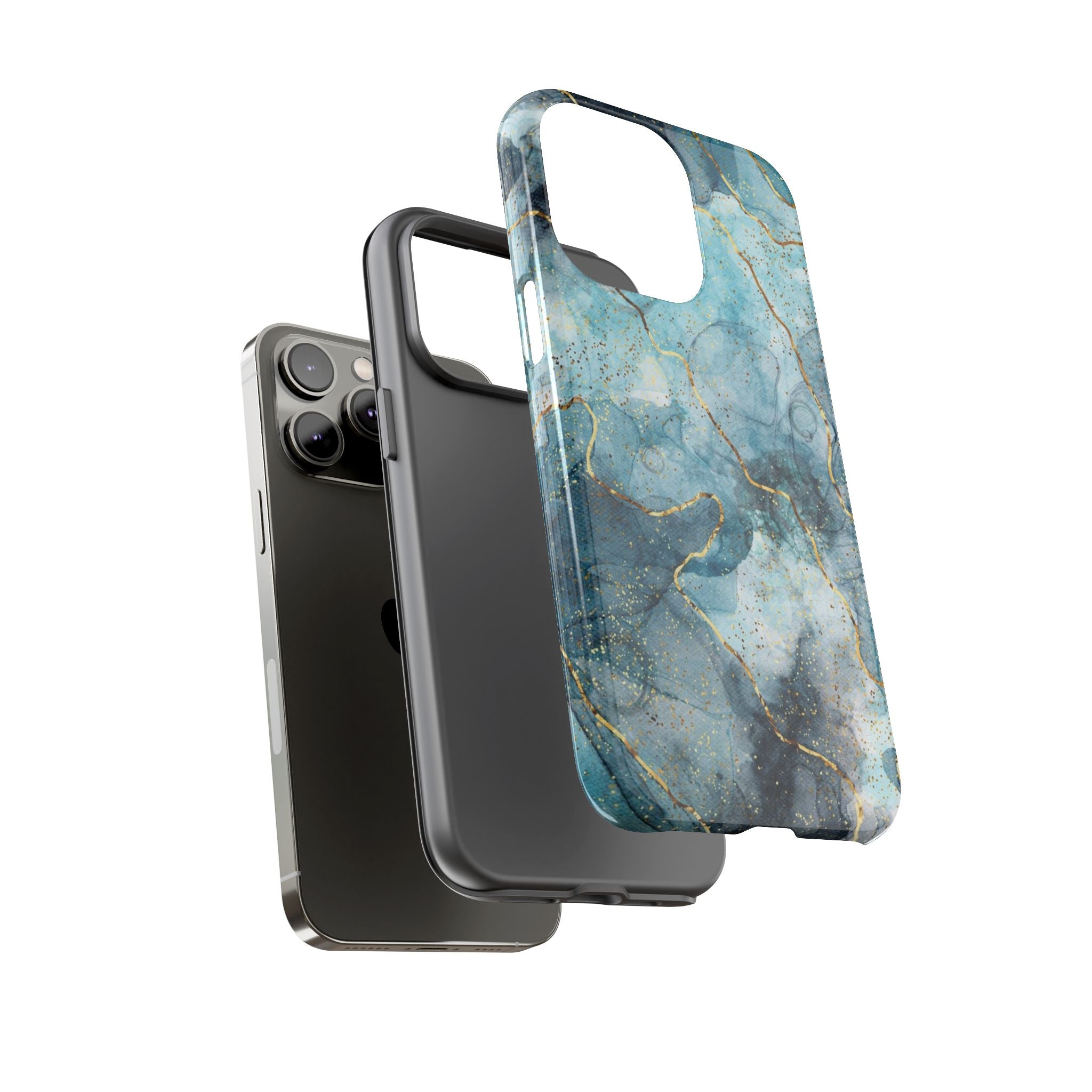 Blue Gold Marble Tough Phone Case