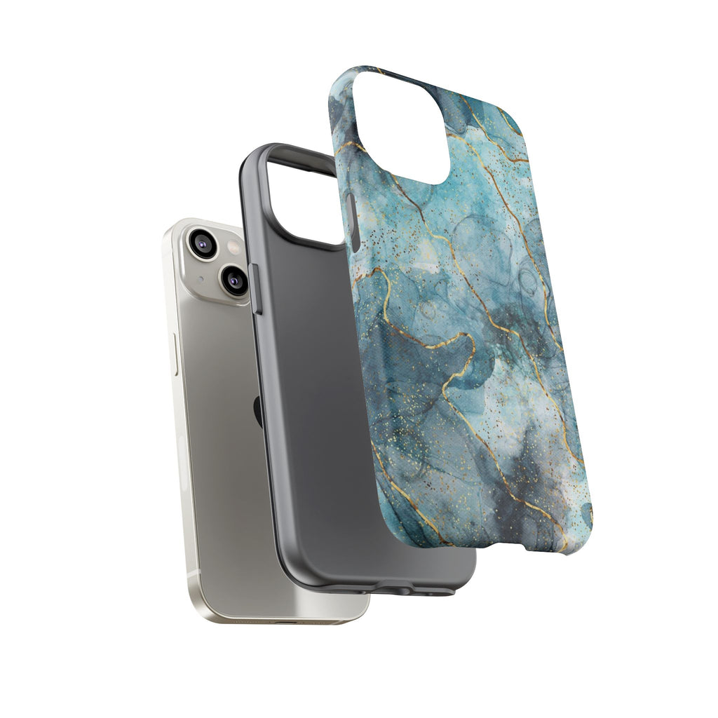 Blue Gold Marble Tough Phone Case