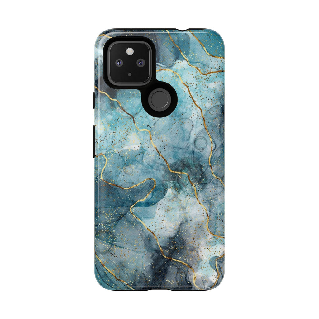 Blue Gold Marble Tough Phone Case
