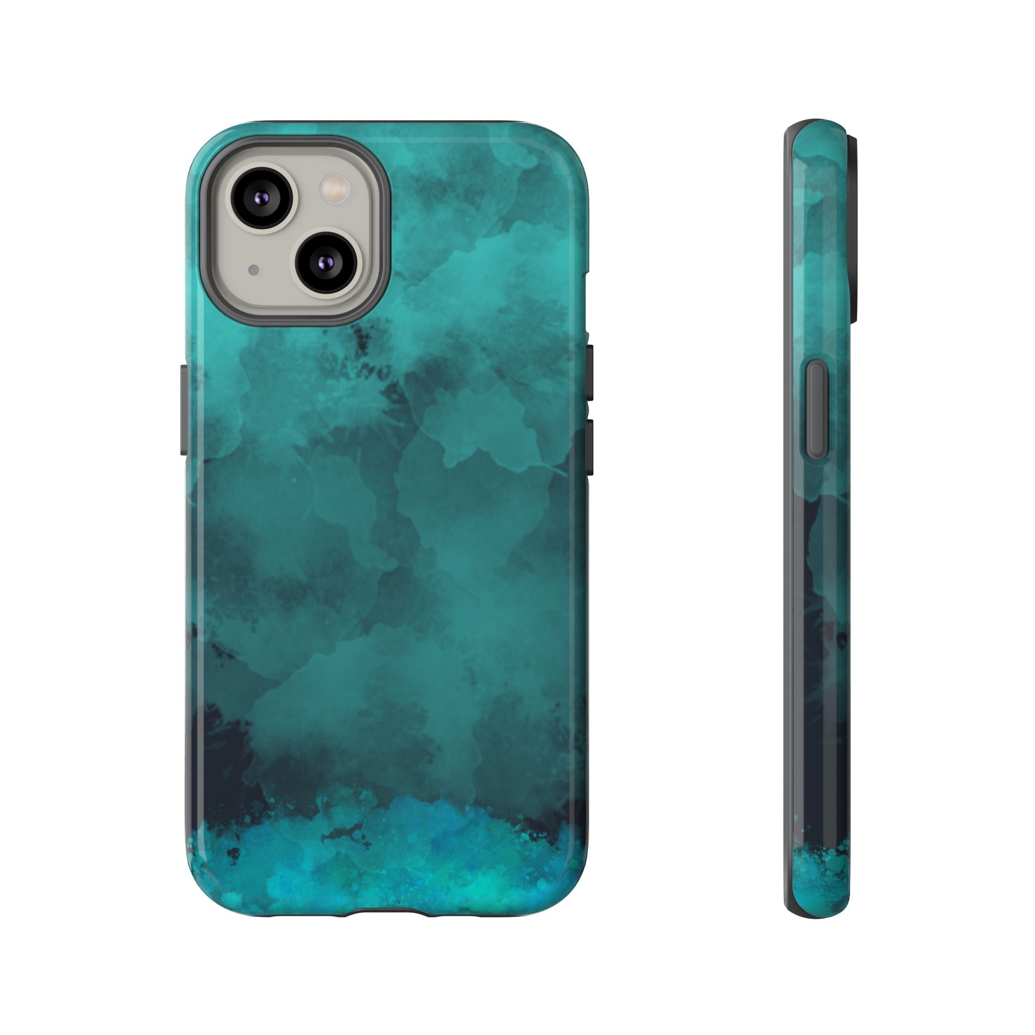 Turquoise Cloud Tough Phone Case — Protective Teal Marble Design