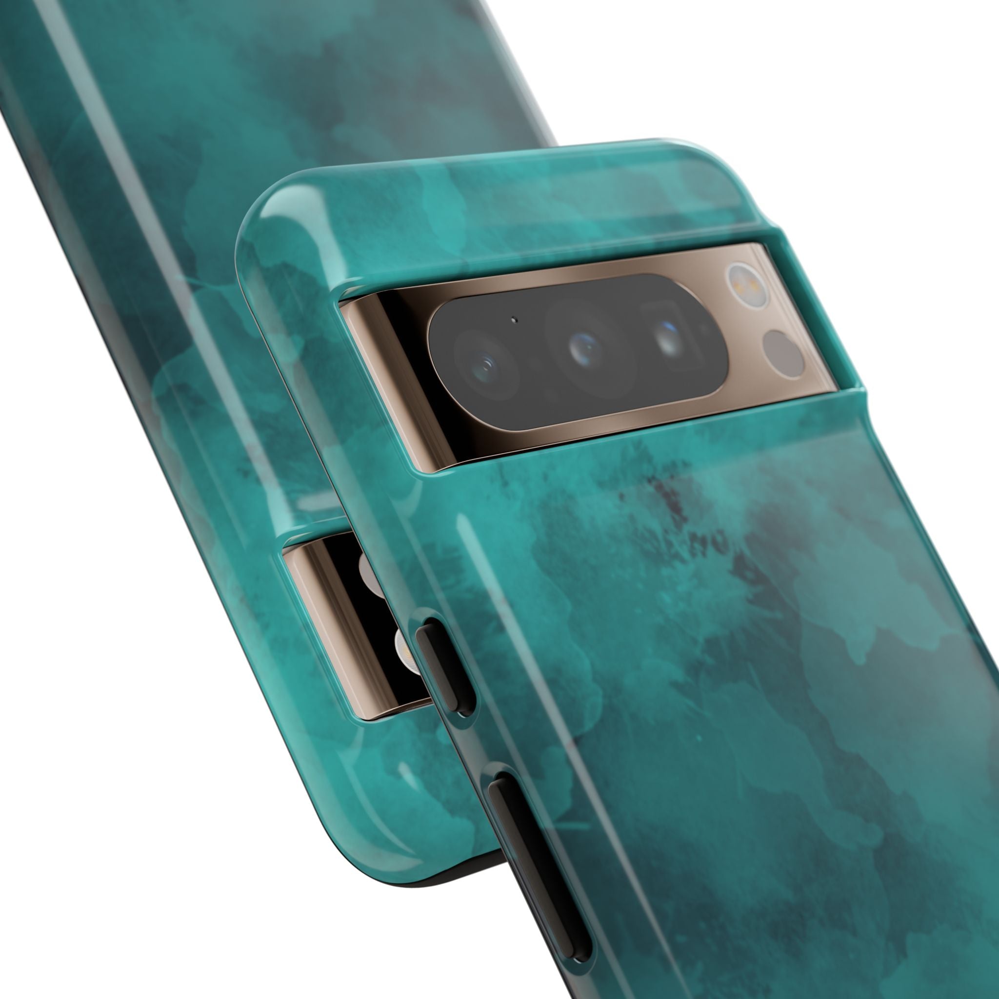 Turquoise Cloud Tough Phone Case — Protective Teal Marble Design