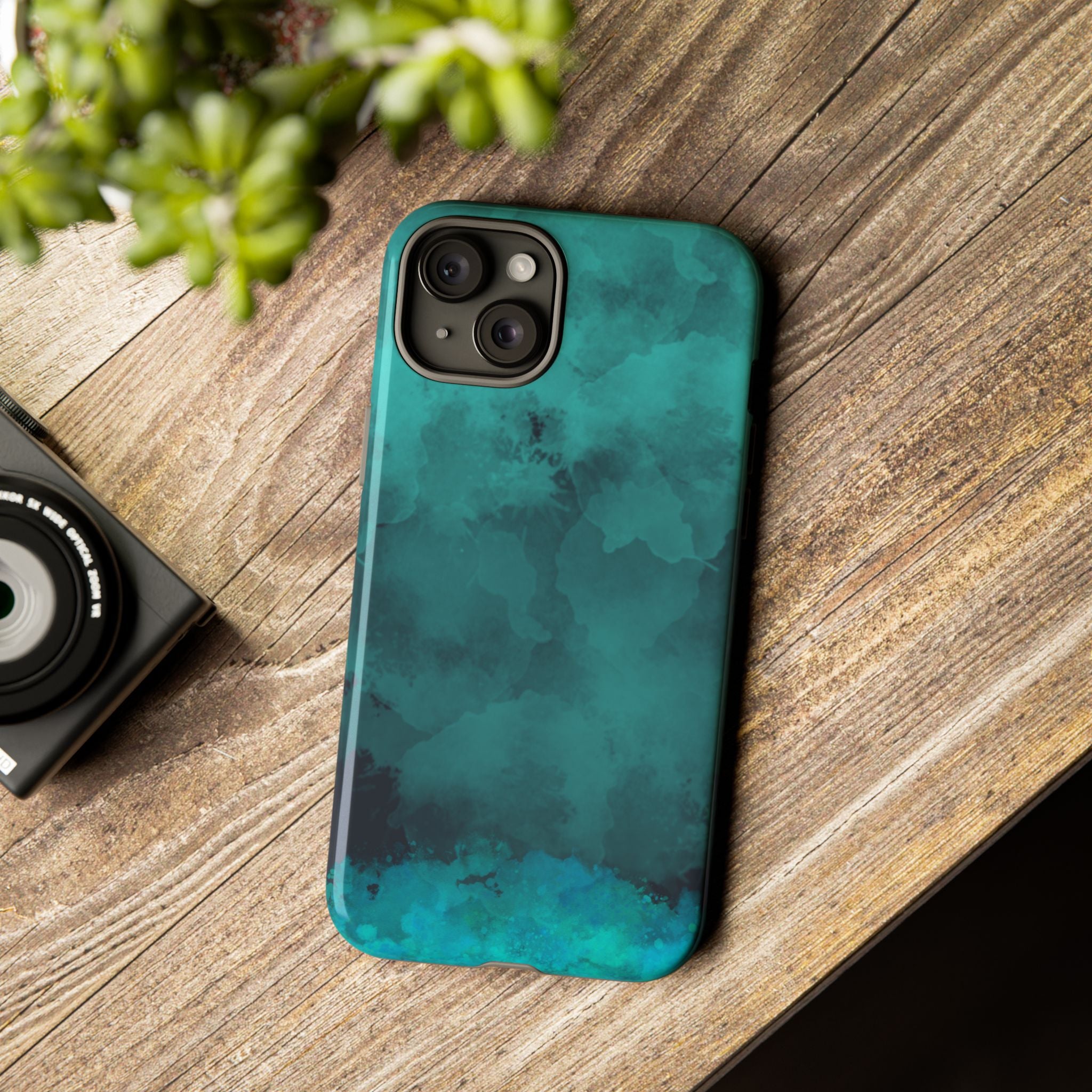 Turquoise Cloud Tough Phone Case — Protective Teal Marble Design
