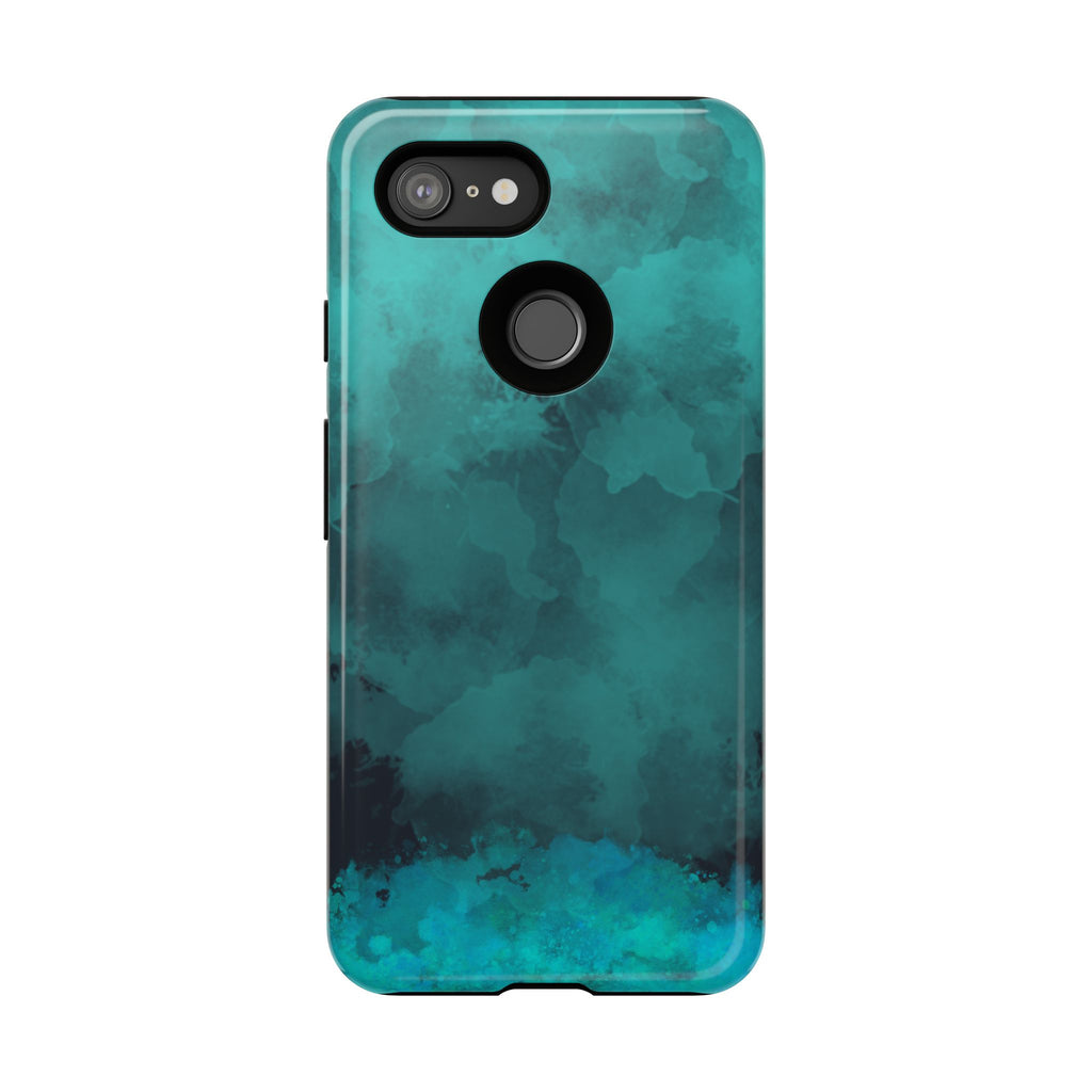 Turquoise Cloud Tough Phone Case — Protective Teal Marble Design