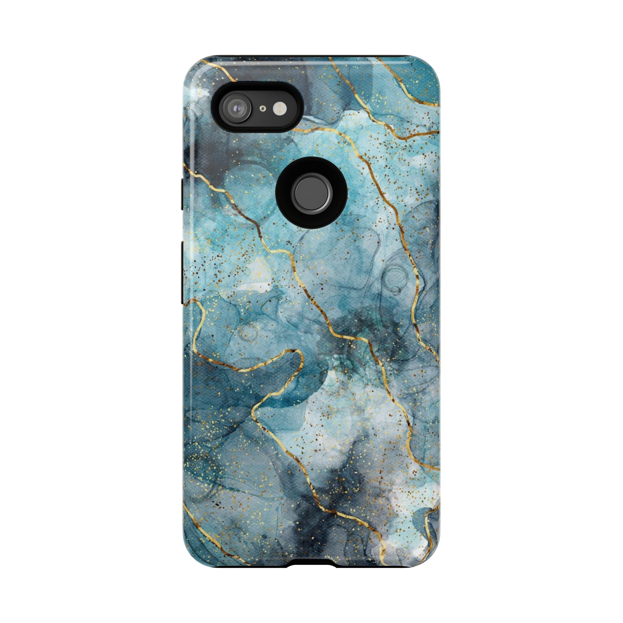 Blue Gold Marble Tough Phone Case