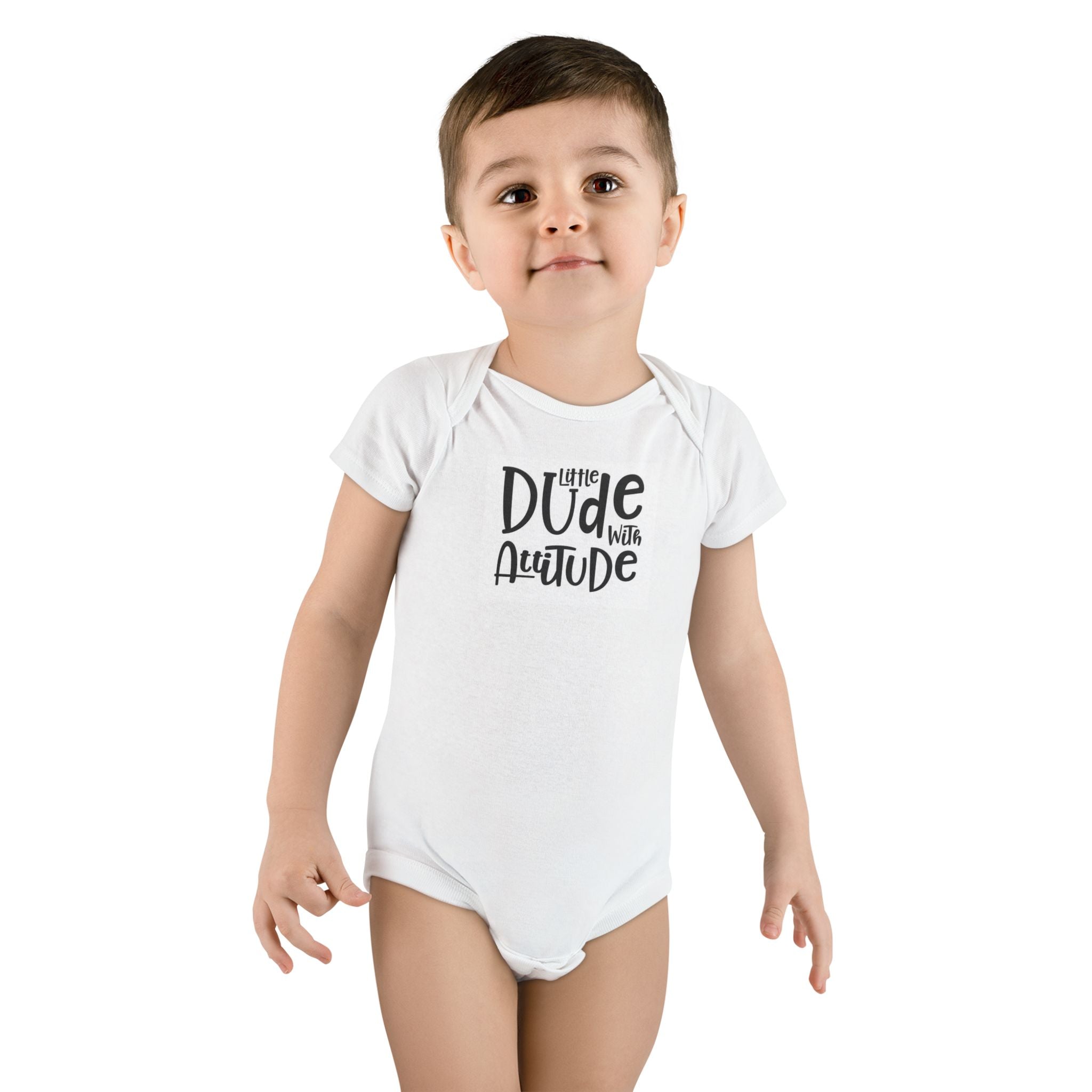 Little Dude With Attitude Baby Onesie – Cute Baby Bodysuit for Boys