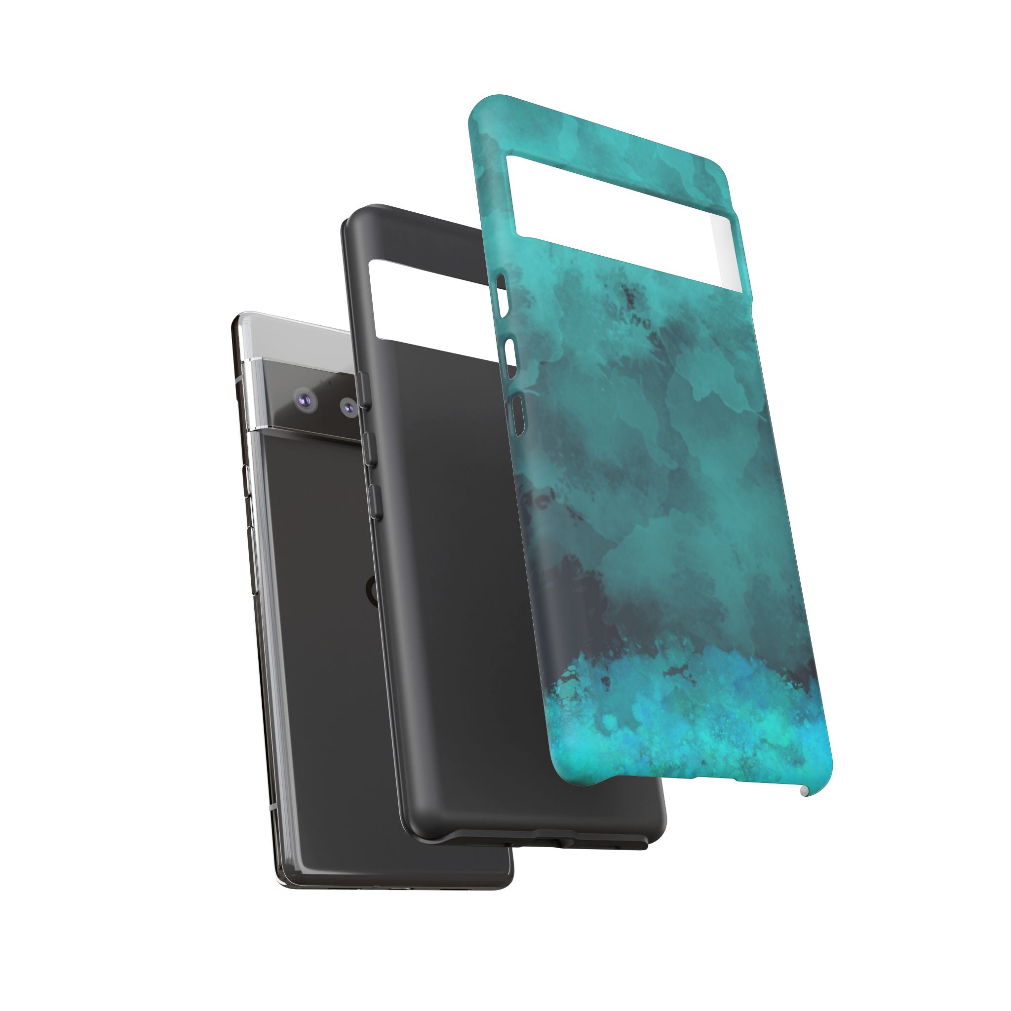 Turquoise Cloud Tough Phone Case — Protective Teal Marble Design