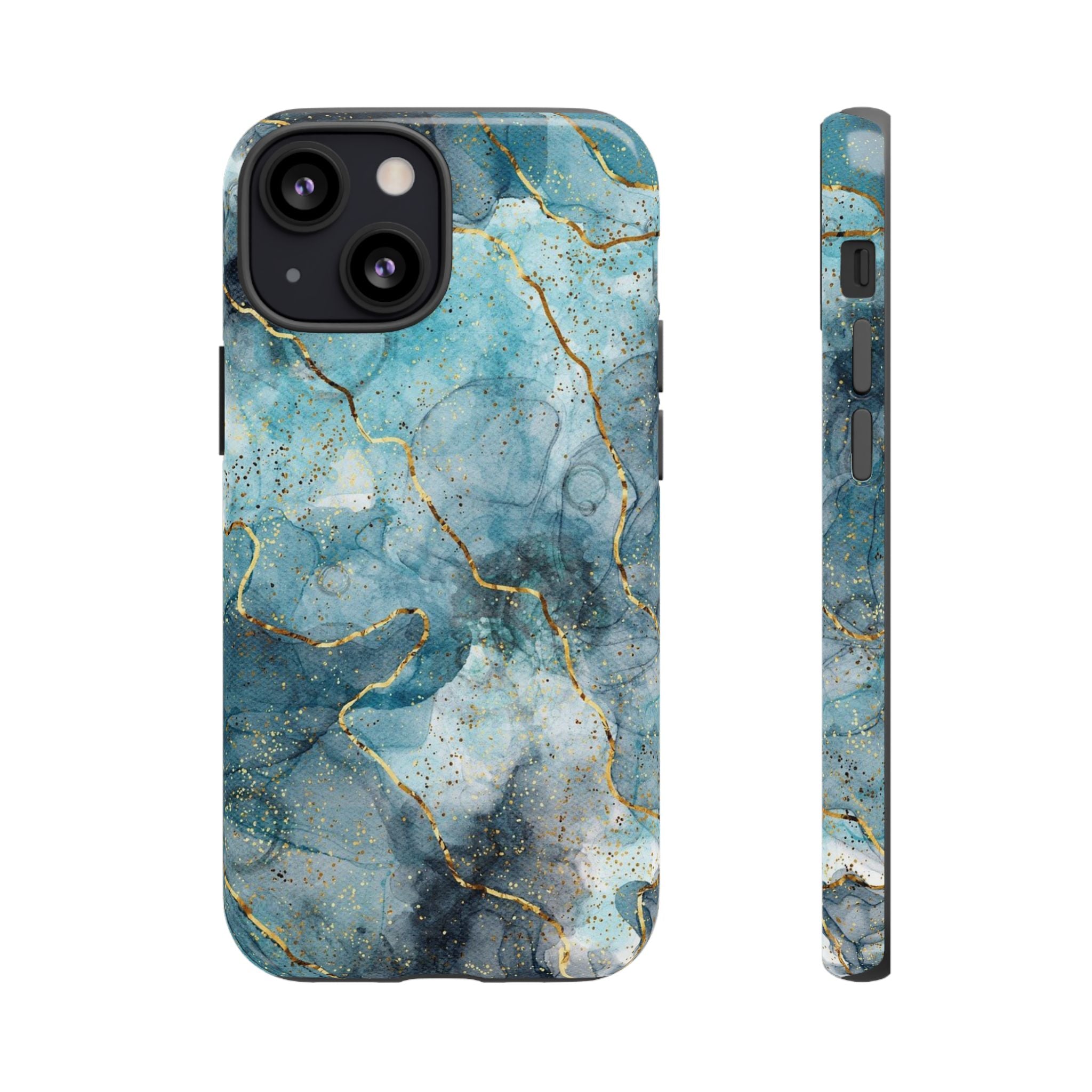 Blue Gold Marble Tough Phone Case