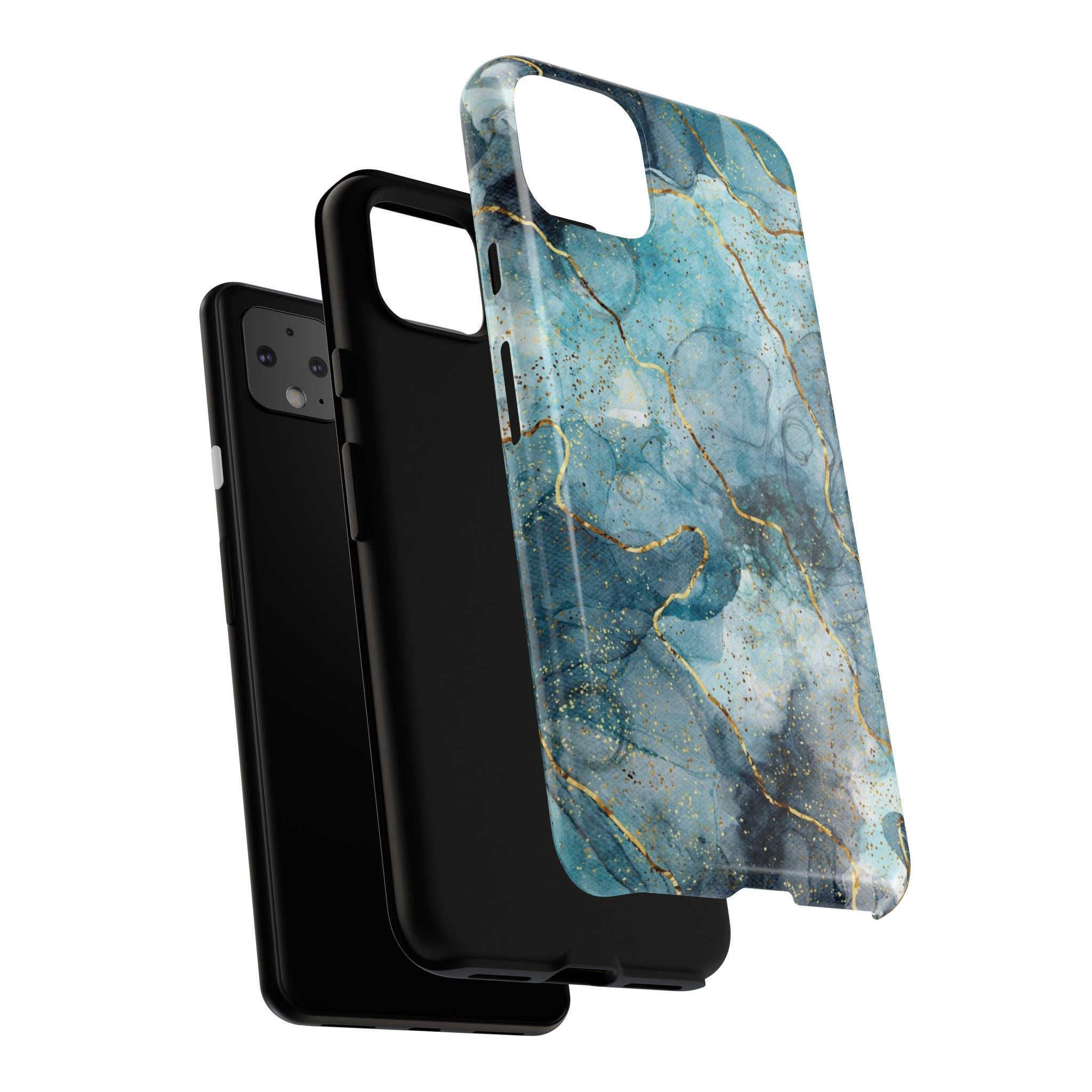 Blue Gold Marble Tough Phone Case