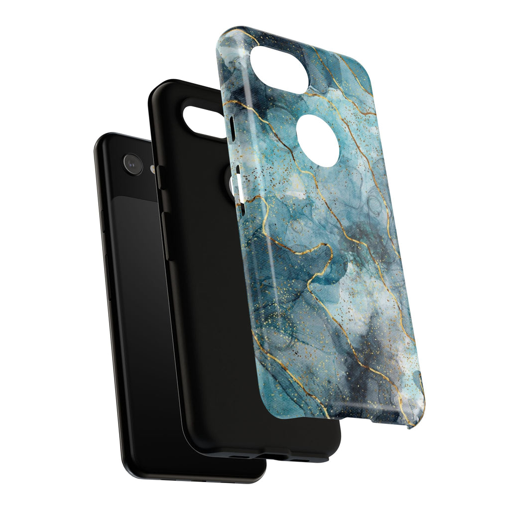 Blue Gold Marble Tough Phone Case