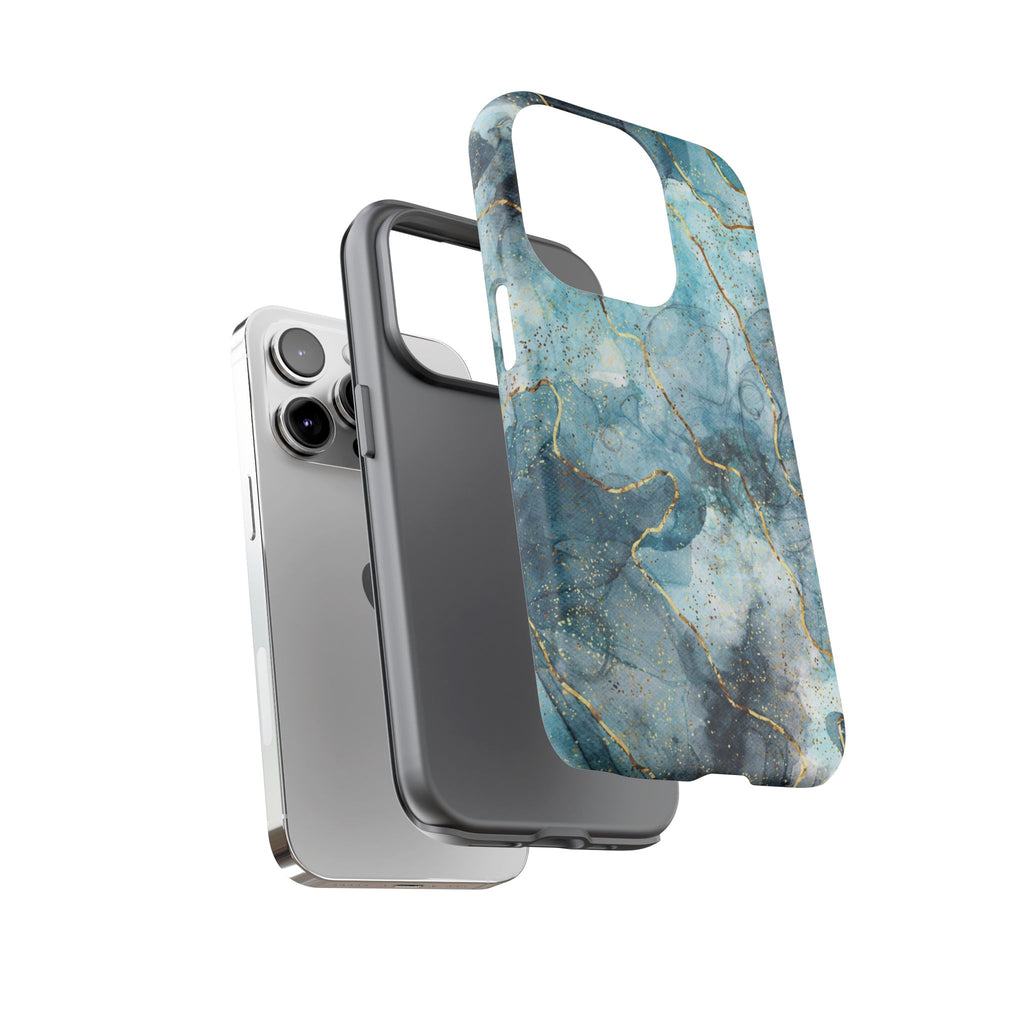 Blue Gold Marble Tough Phone Case