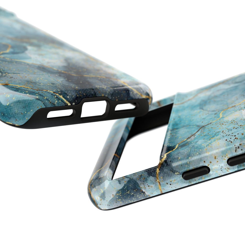 Blue Gold Marble Tough Phone Case
