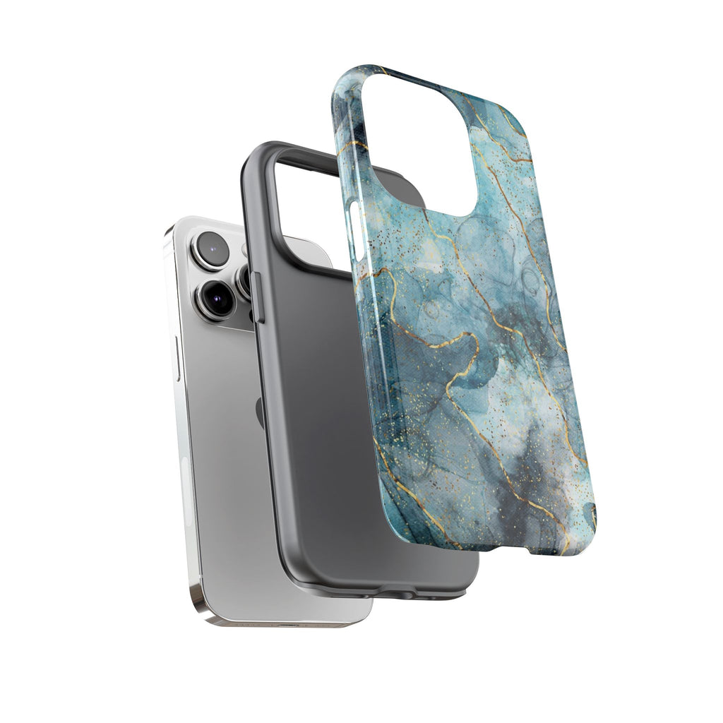 Blue Gold Marble Tough Phone Case