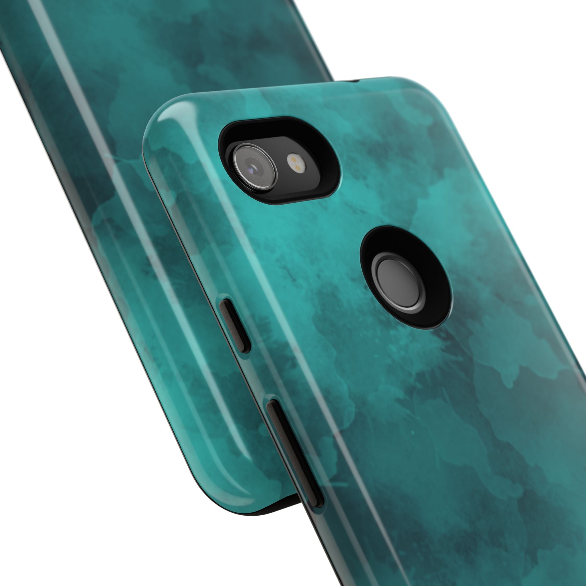 Turquoise Cloud Tough Phone Case — Protective Teal Marble Design