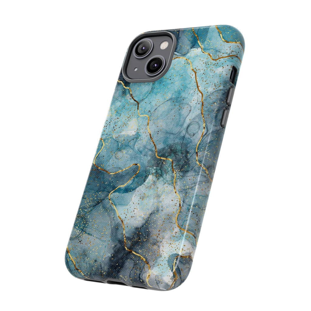Blue Gold Marble Tough Phone Case