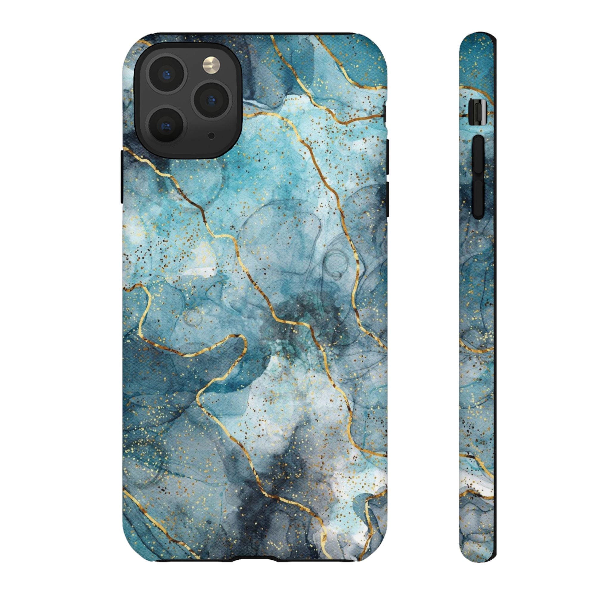 Blue Gold Marble Tough Phone Case