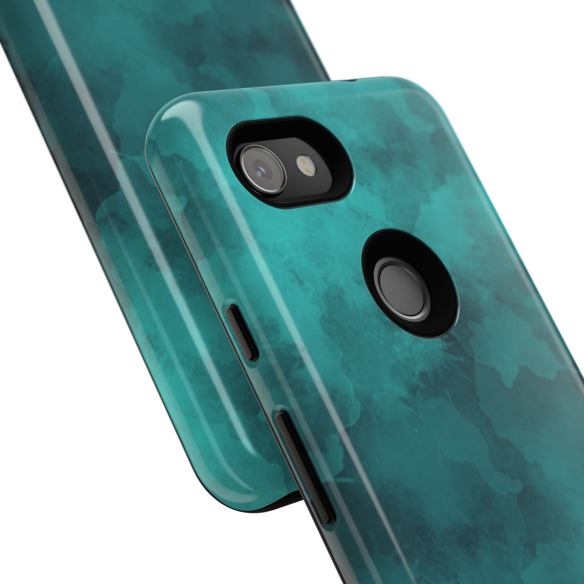 Turquoise Cloud Tough Phone Case — Protective Teal Marble Design