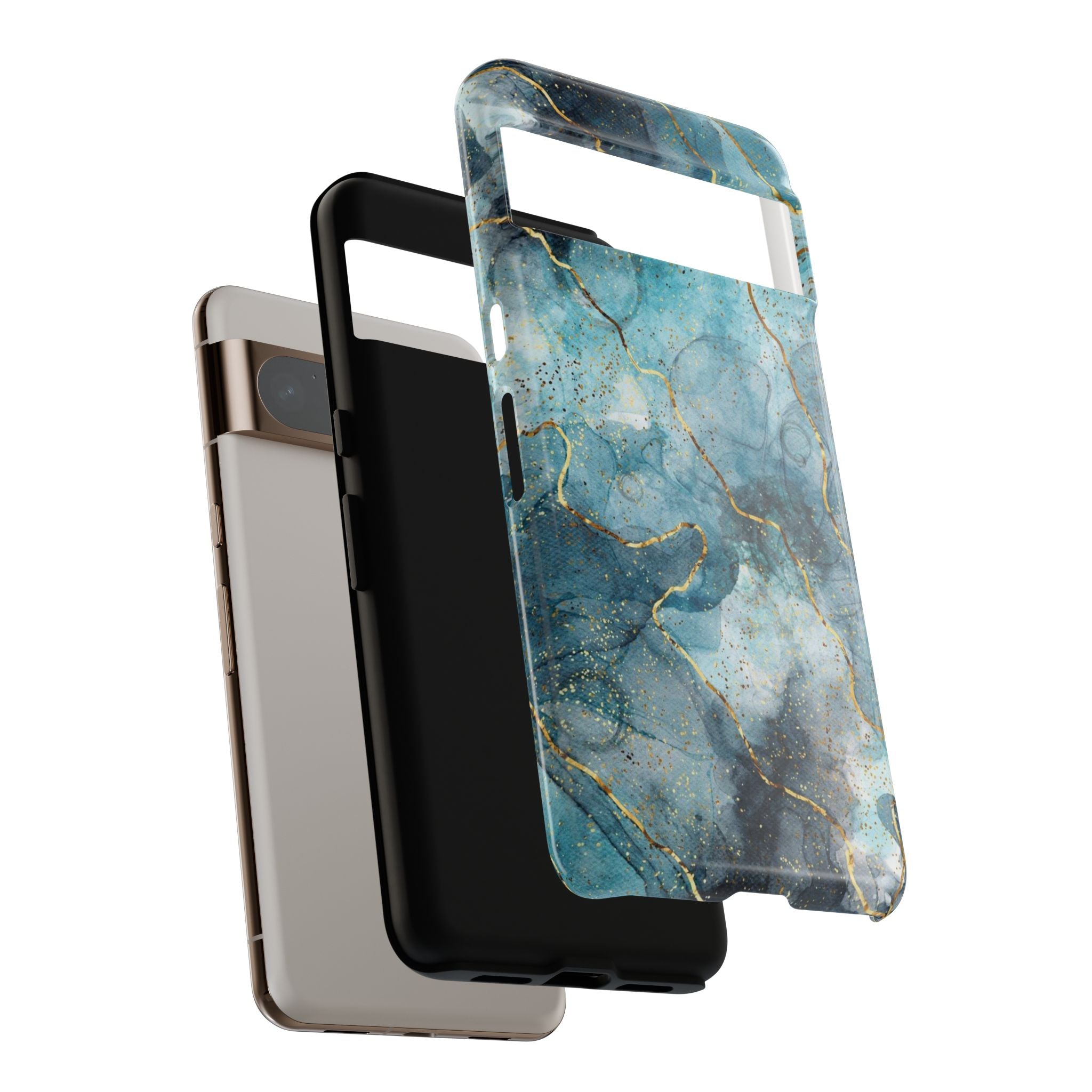 Blue Gold Marble Tough Phone Case