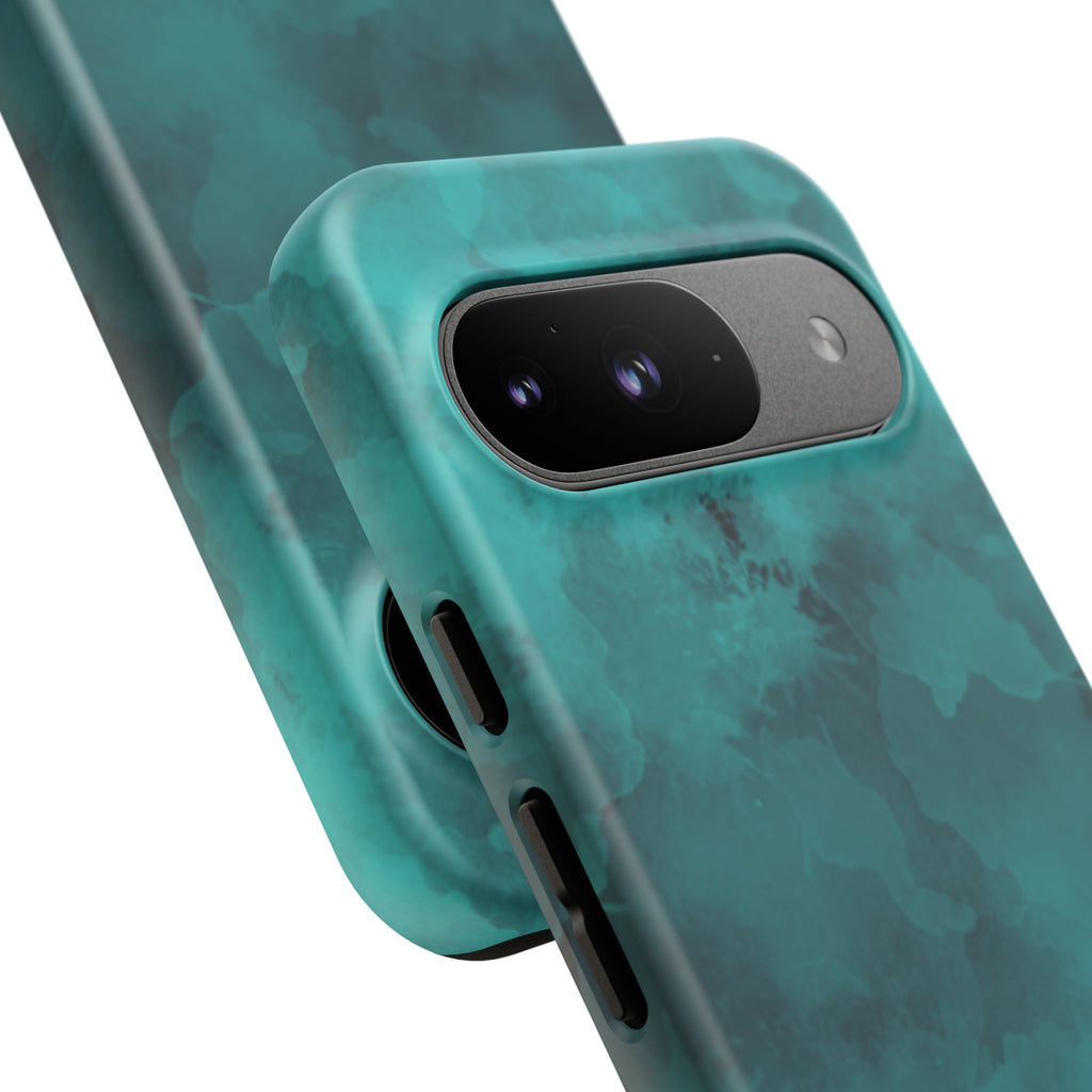 Turquoise Cloud Tough Phone Case — Protective Teal Marble Design