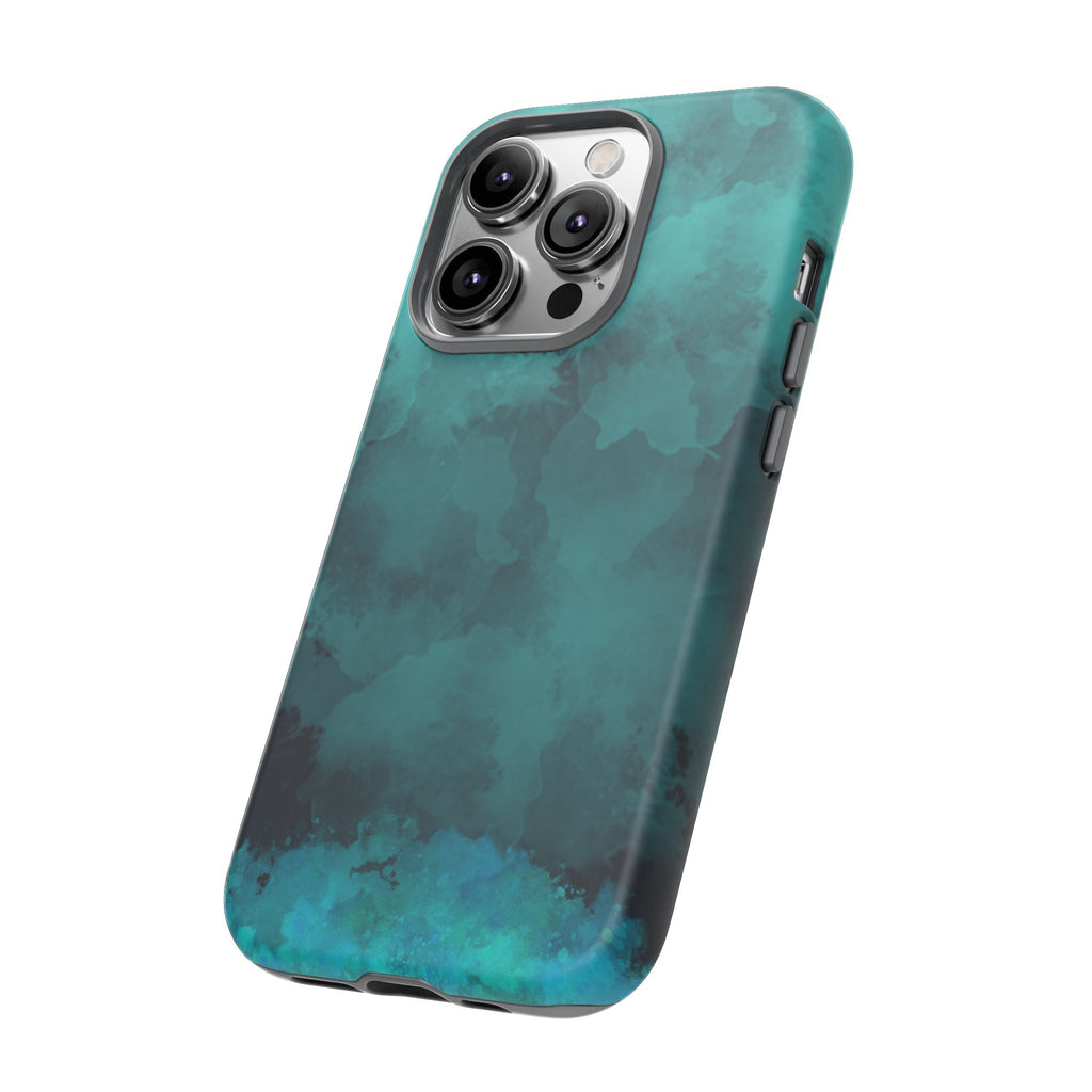 Turquoise Cloud Tough Phone Case — Protective Teal Marble Design