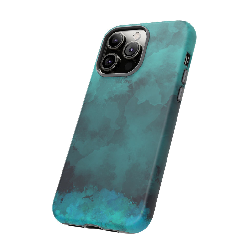 Turquoise Cloud Tough Phone Case — Protective Teal Marble Design