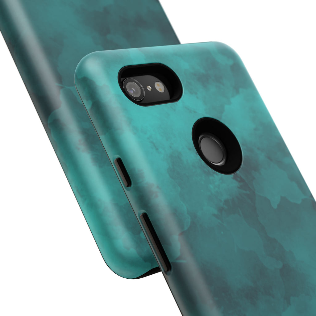 Turquoise Cloud Tough Phone Case — Protective Teal Marble Design