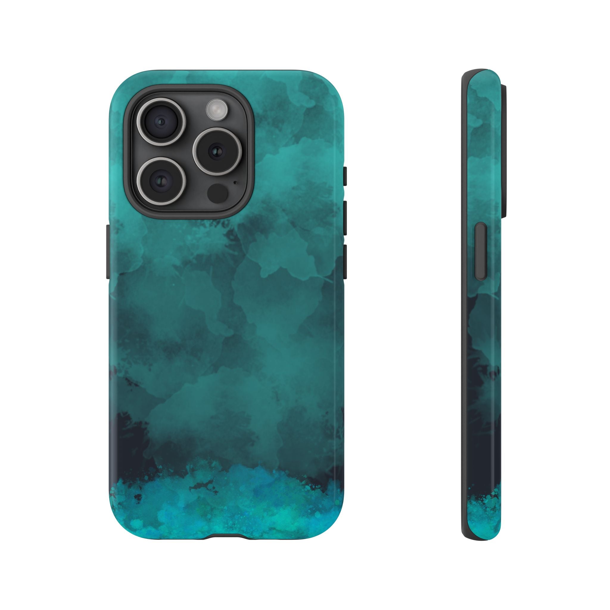 Turquoise Cloud Tough Phone Case — Protective Teal Marble Design