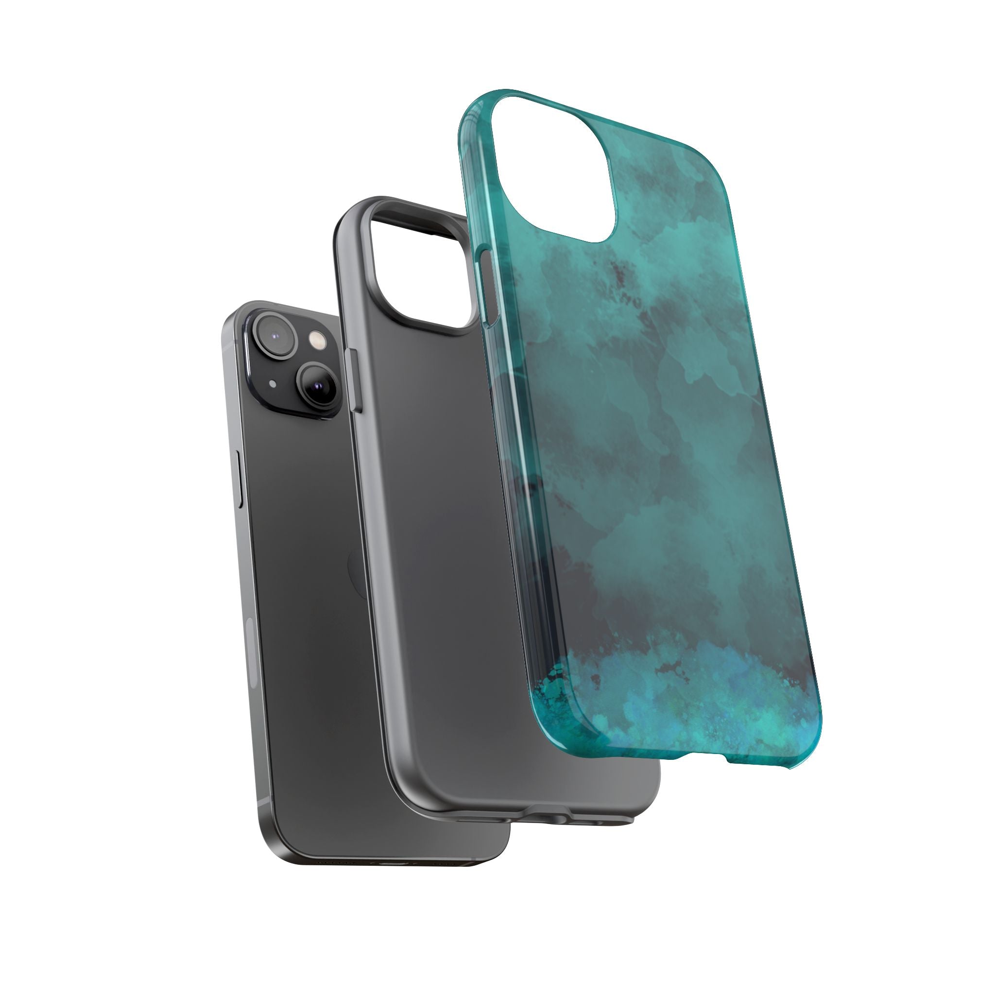 Turquoise Cloud Tough Phone Case — Protective Teal Marble Design