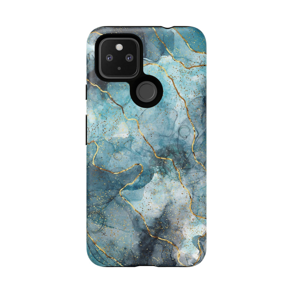 Blue Gold Marble Tough Phone Case