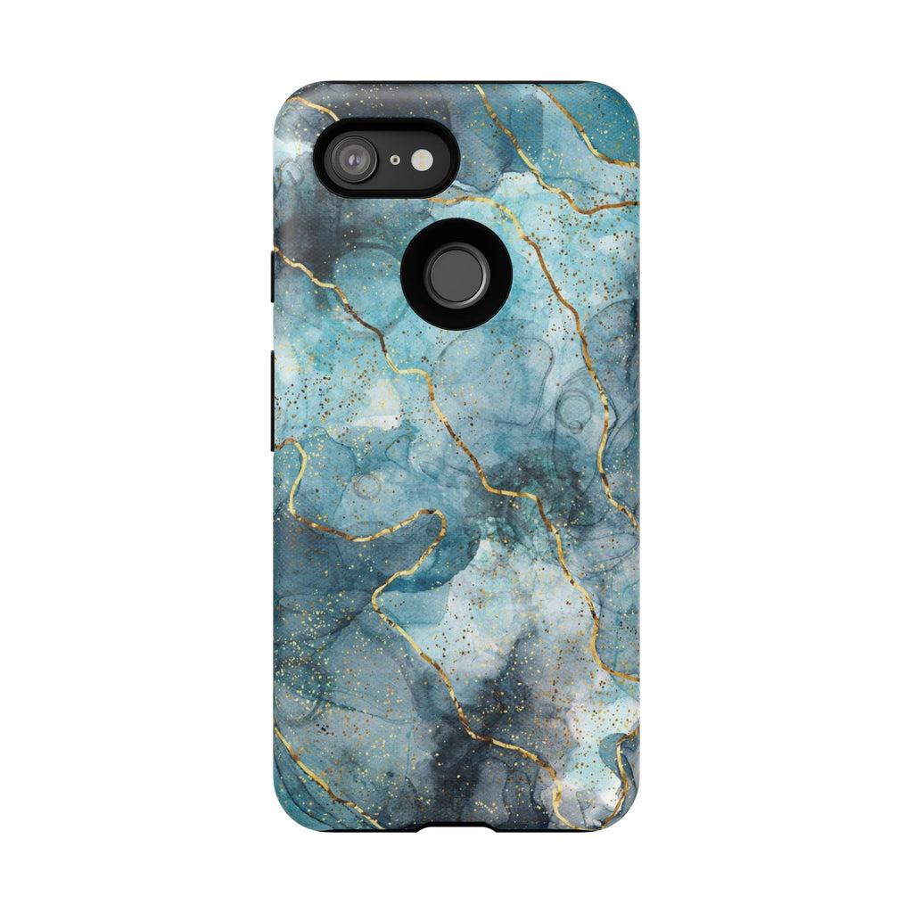 Blue Gold Marble Tough Phone Case