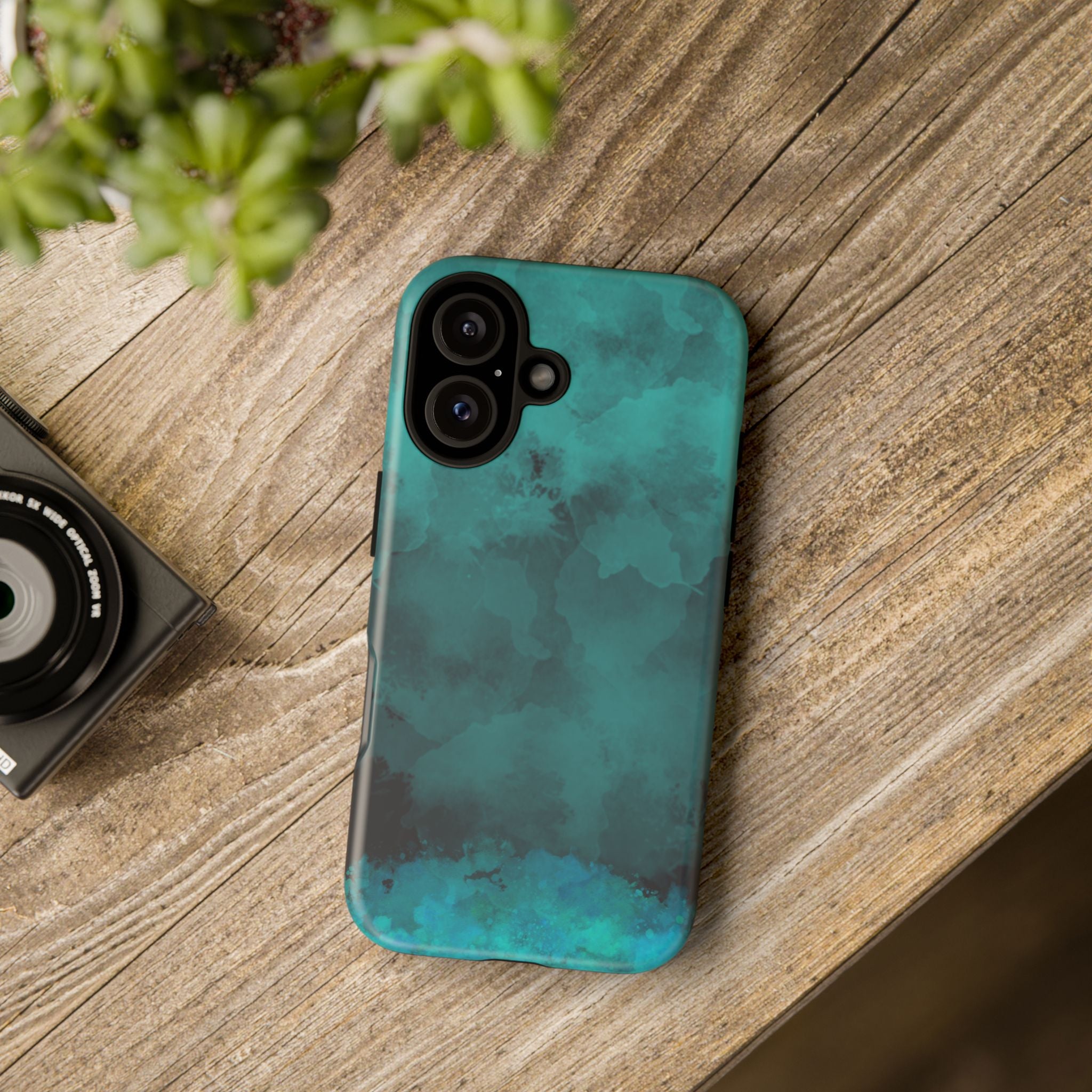 Turquoise Cloud Tough Phone Case — Protective Teal Marble Design