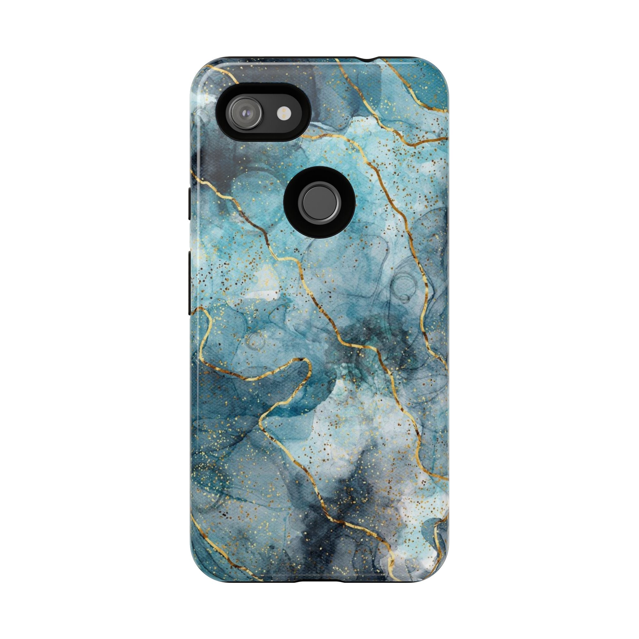 Blue Gold Marble Tough Phone Case