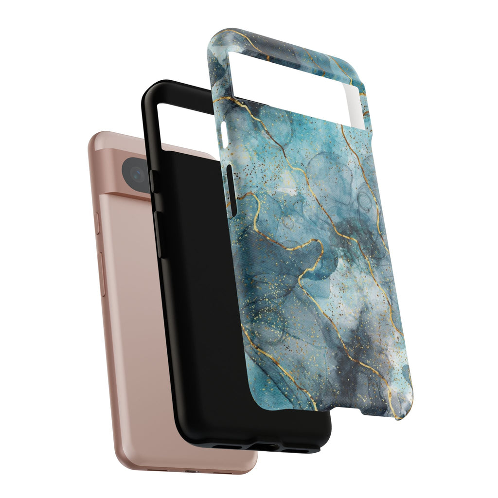 Blue Gold Marble Tough Phone Case