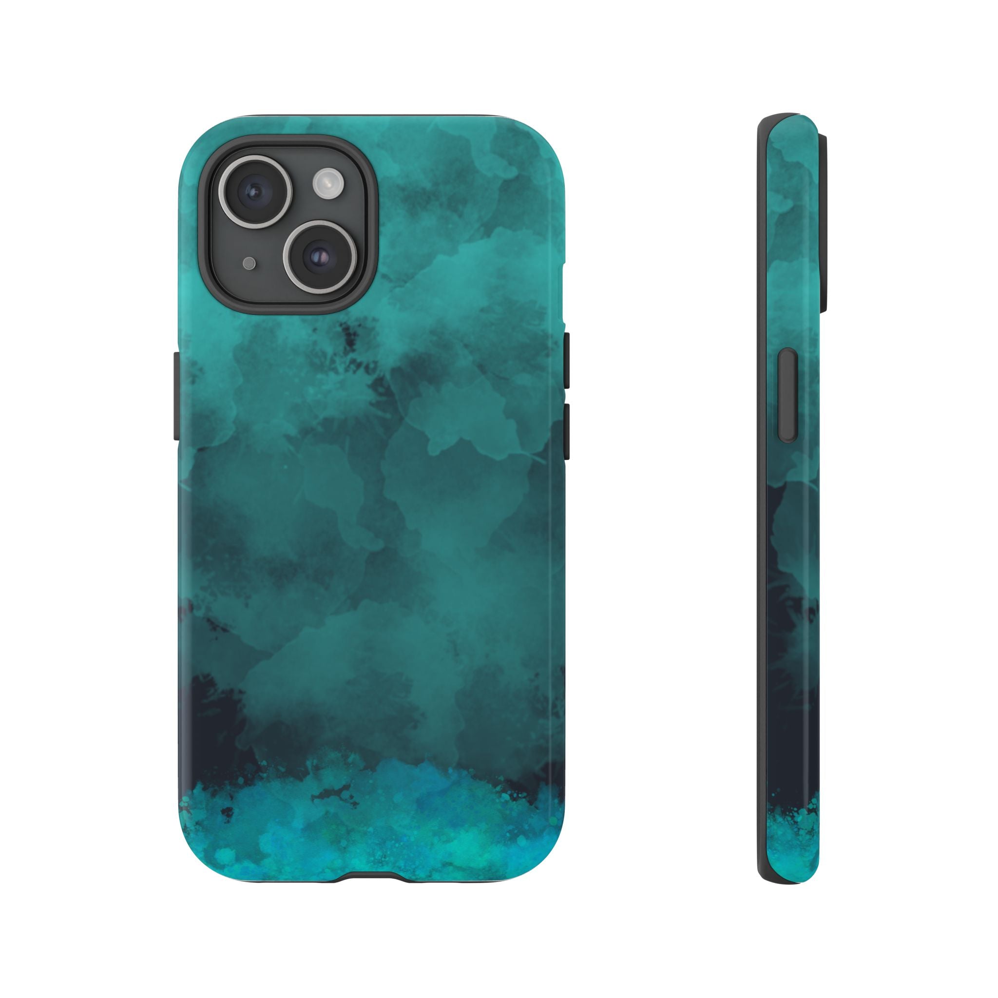 Turquoise Cloud Tough Phone Case — Protective Teal Marble Design